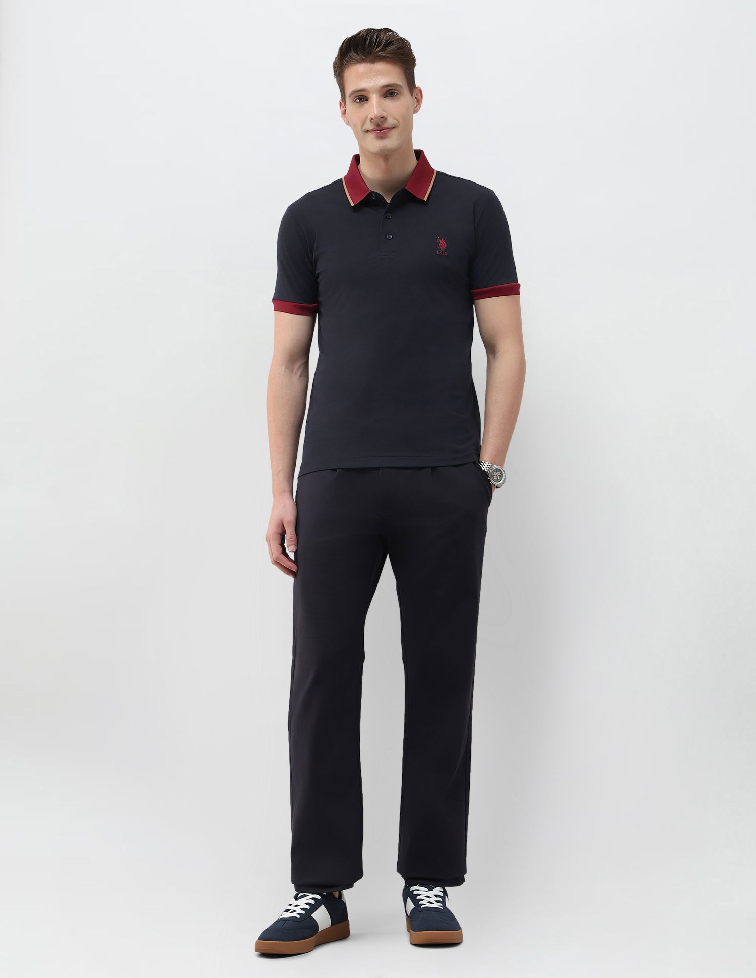 Solid Slim Fit Polo Shirt Navy - U.S. Polo Assn. India | Large