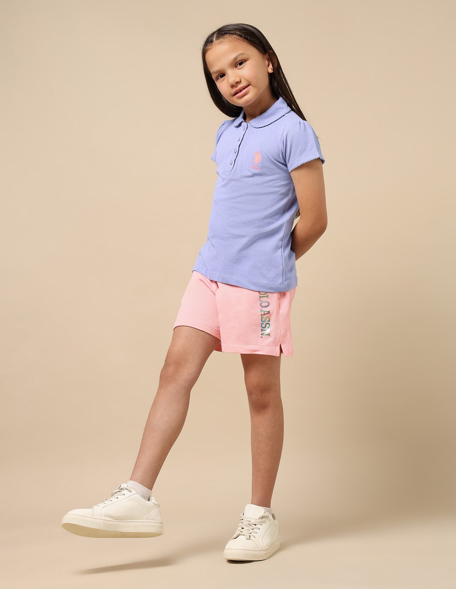 Girls Solid Cotton Polo Shirt Light Purple - U.S. POLO ASSN. | Large