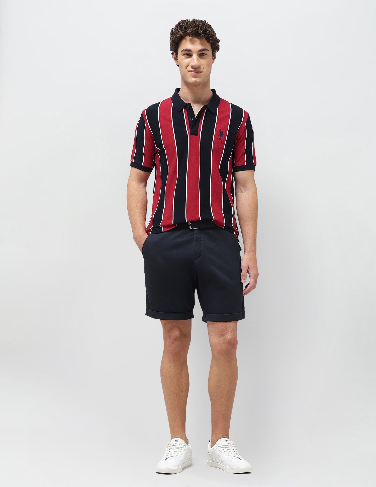Vertical Striped Slim Fit Polo Shirt Red - U.S. Polo Assn. India | Large