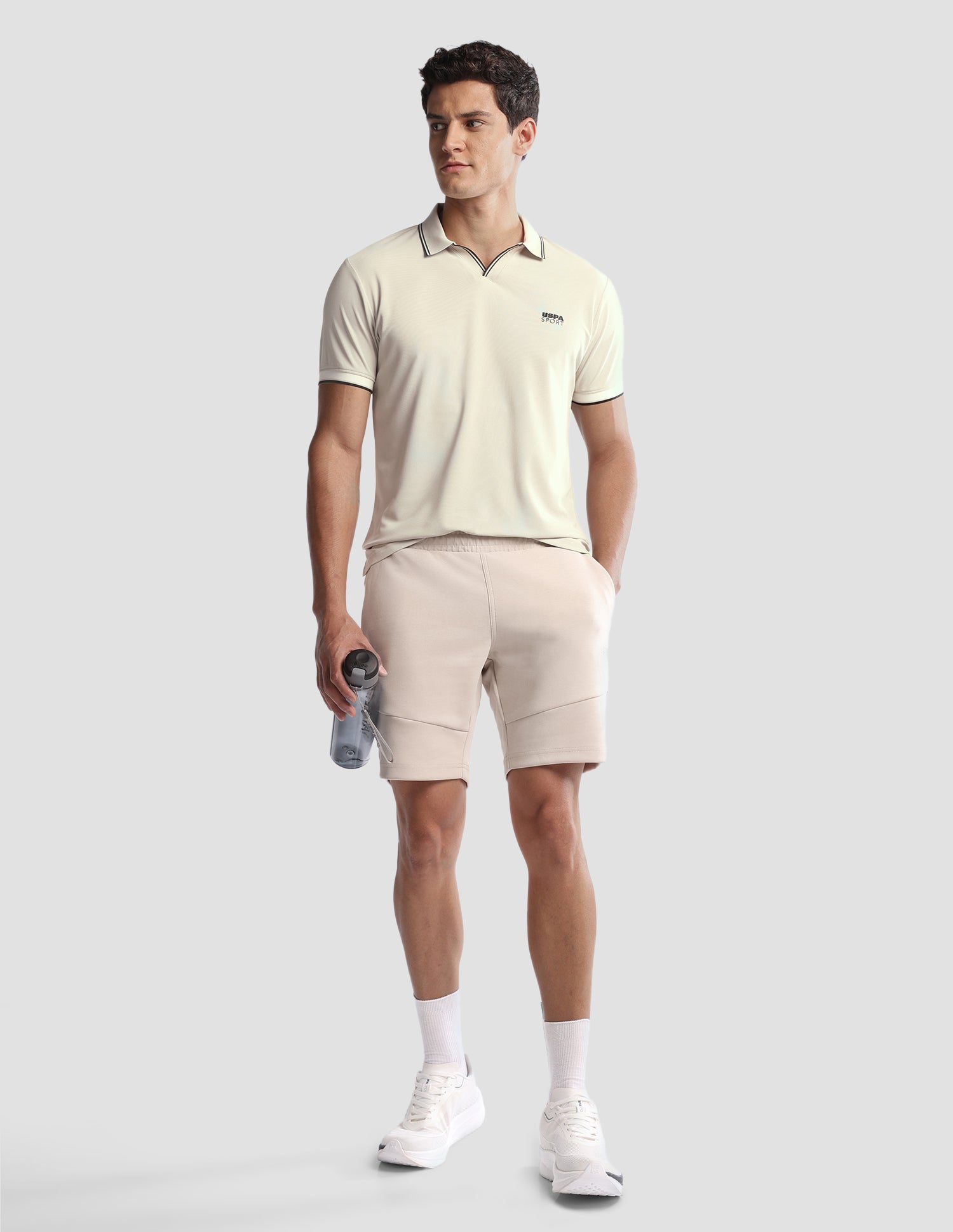 Solid Regular Fit Active Polo Shirt Beige - U.S. Polo Assn. India | Large