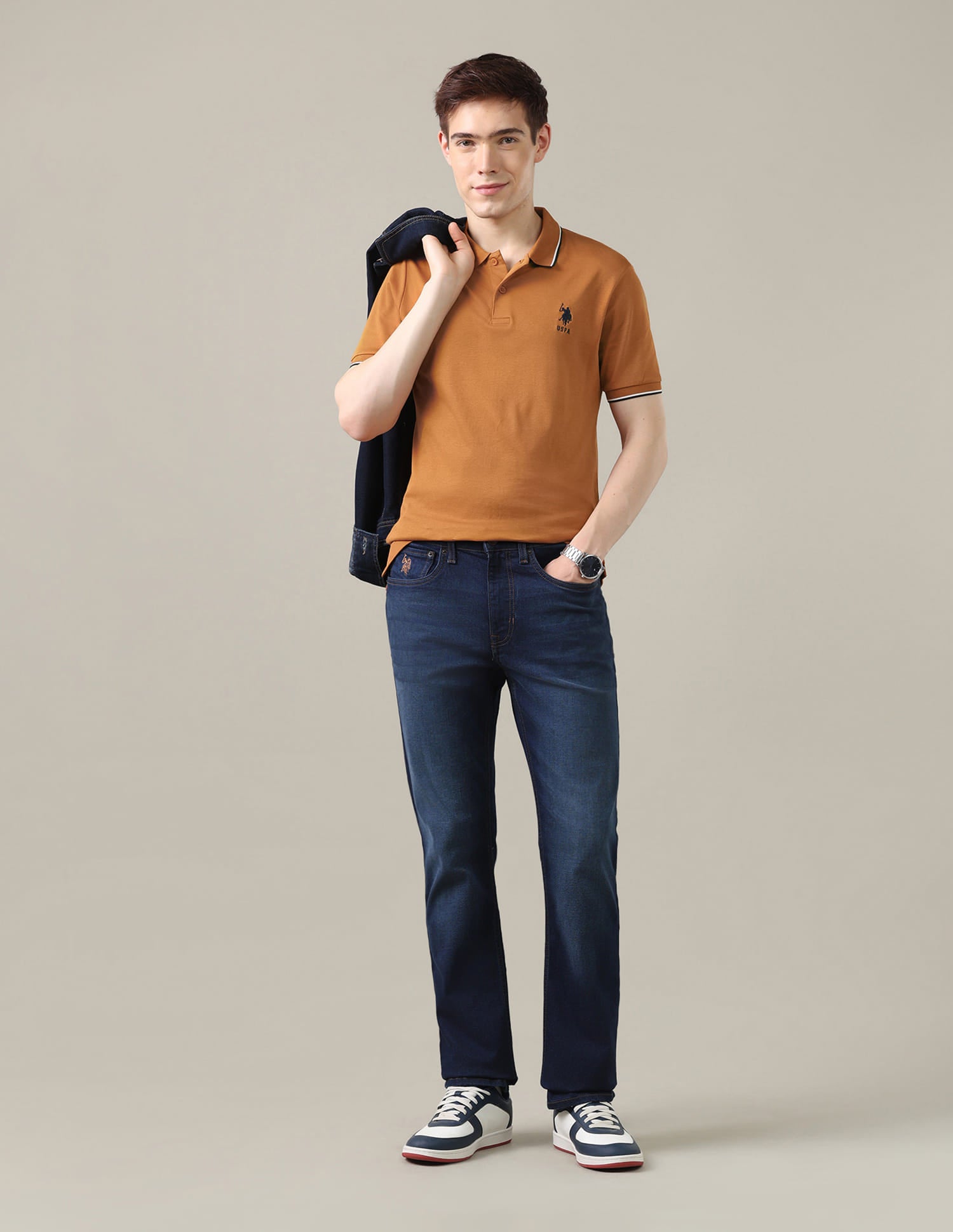 Solid Slim Fit Polo Shirt Yellow - U.S. Polo Assn. India | Large