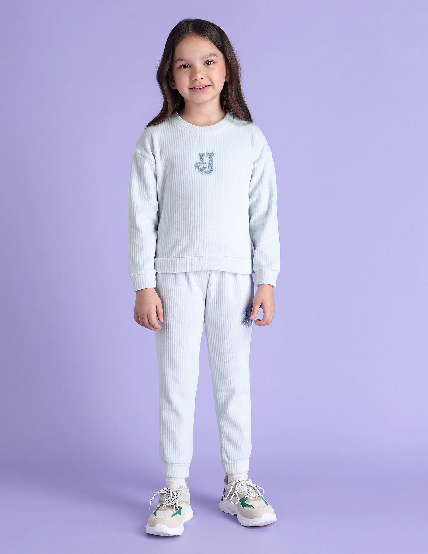 Girls Ribbed Sweatshirt Light Blue - U.S. POLO ASSN. | Large