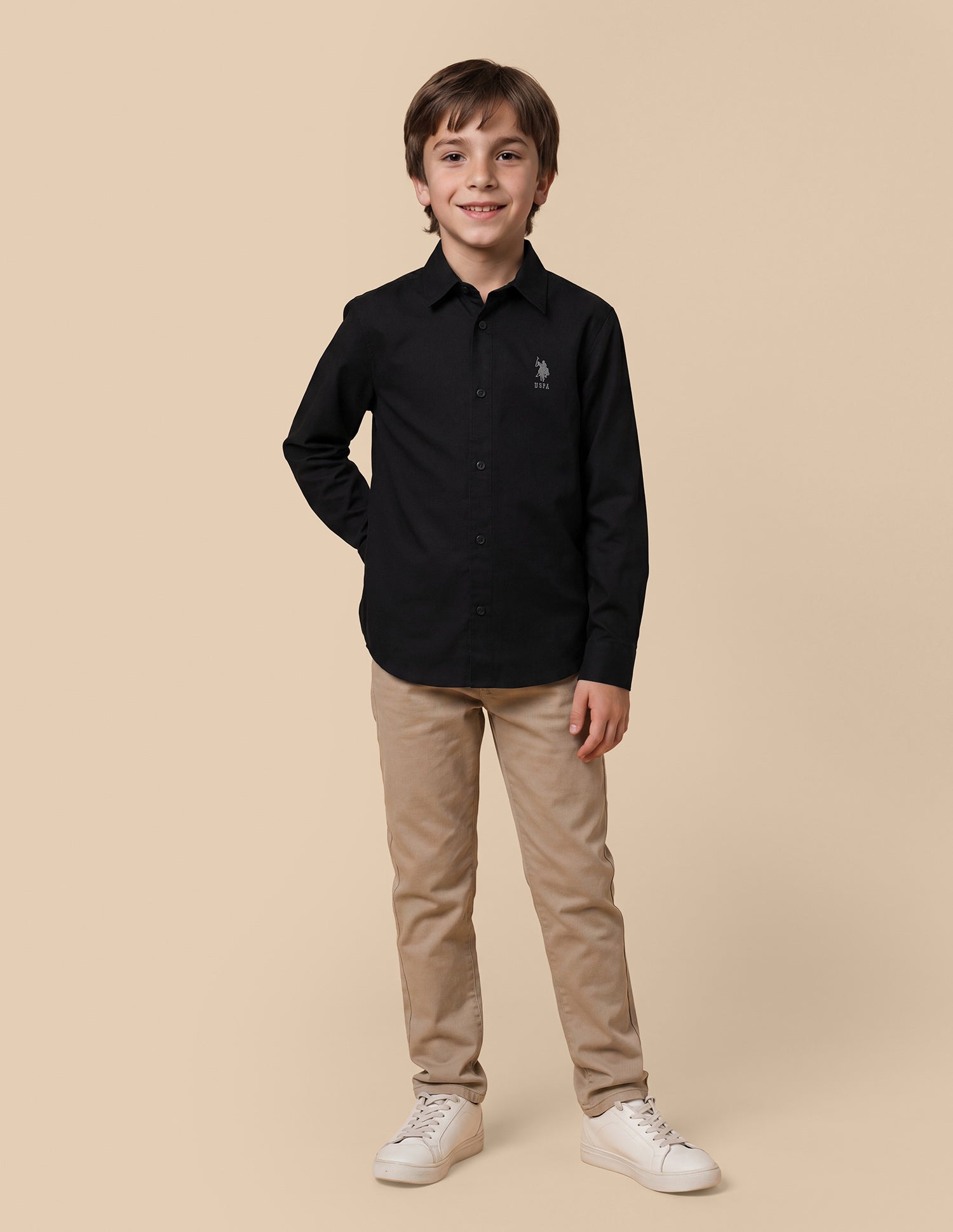Solid Dobby Shirt Black - U.S. Polo Assn. India | Large