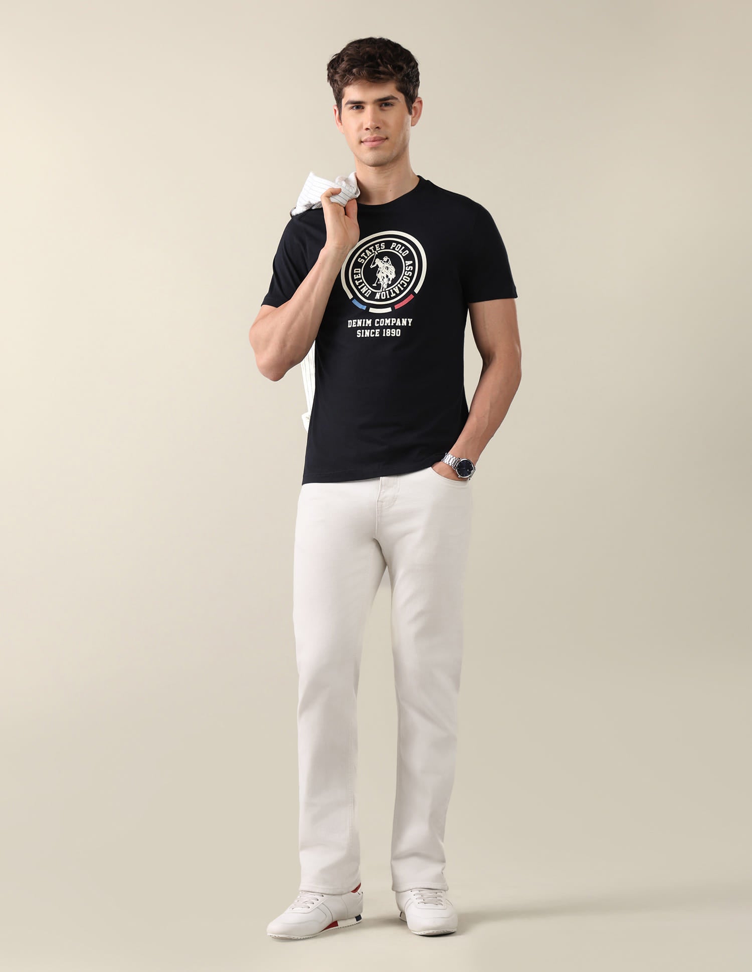 Graphic Brand Printed Regular Fit T-Shirt Blue - U.S. Polo Assn. India | Large