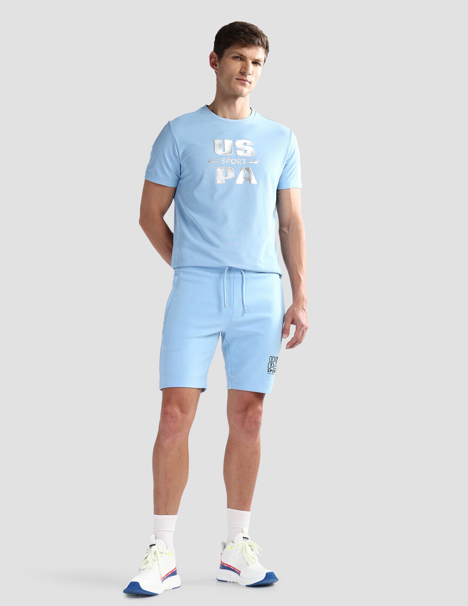 Solid Slim Fit Active Shorts Blue - U.S. Polo Assn. India | Large