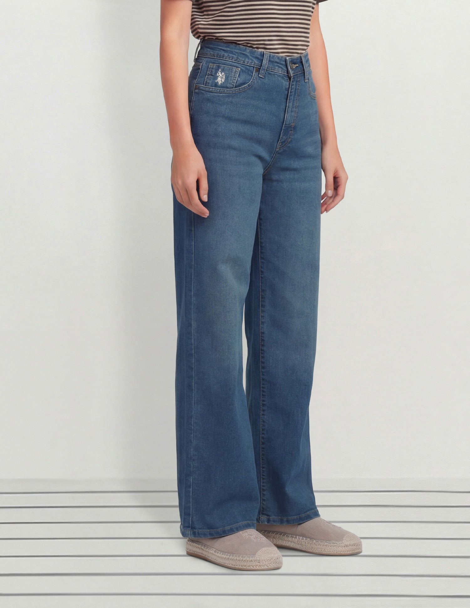 High Rise Wide Leg Fit Jeans Blue - U.S. Polo Assn. India | Large