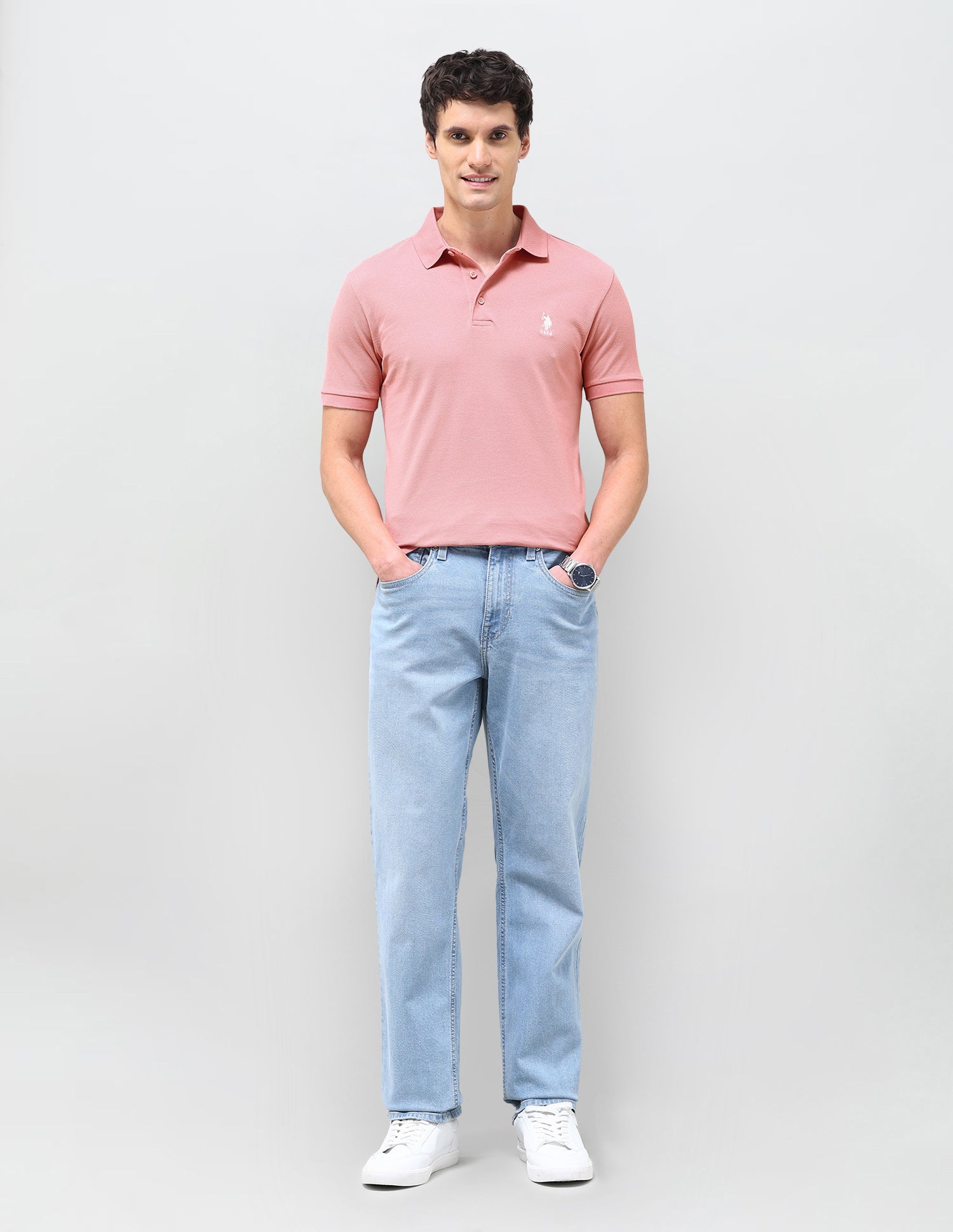 Solid Slim Fit Polo Shirt Dark Pink - U.S. Polo Assn. India | Large
