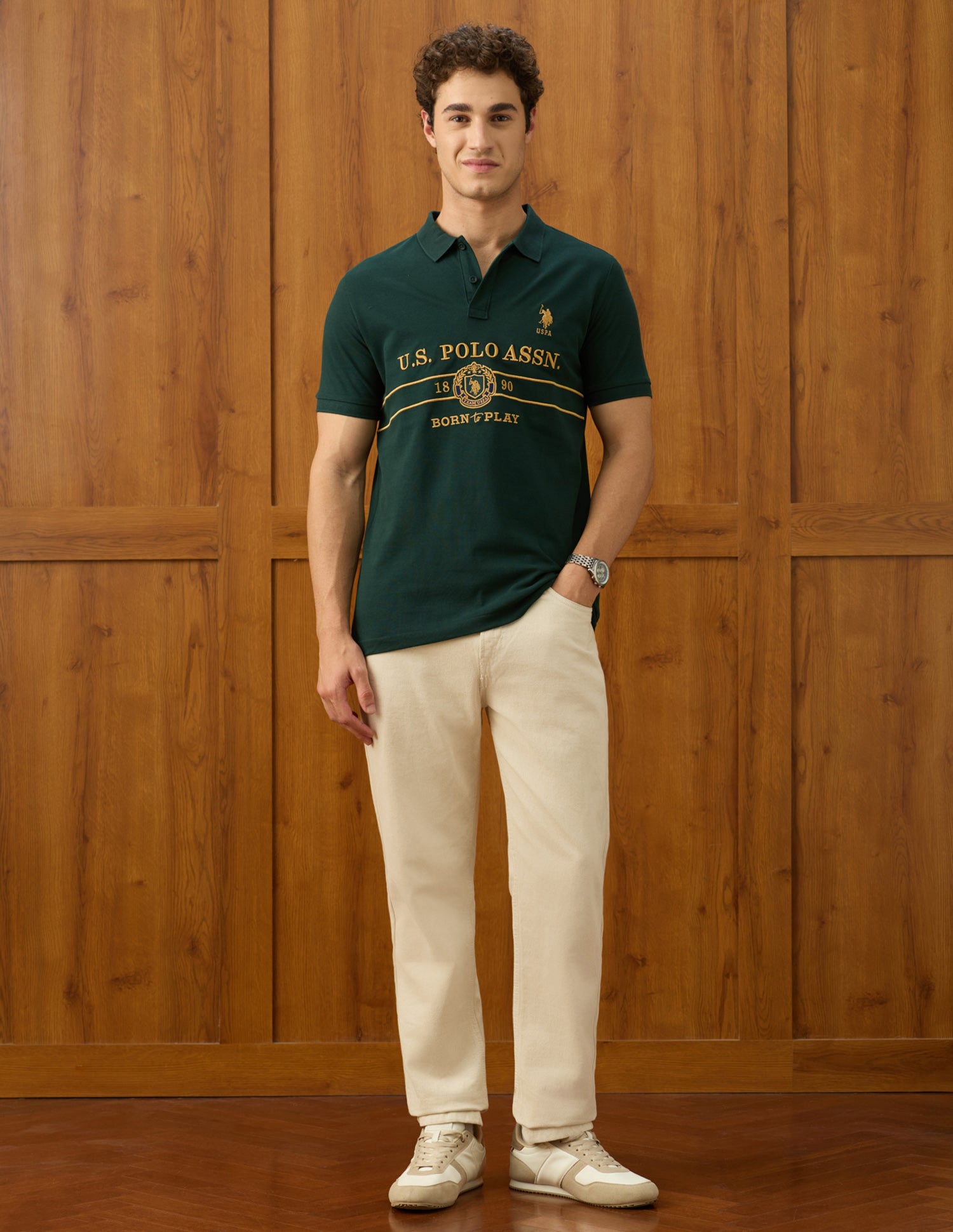 Elvenado Slim Fit Polo Shirt Green - U.S. Polo Assn. India | Large