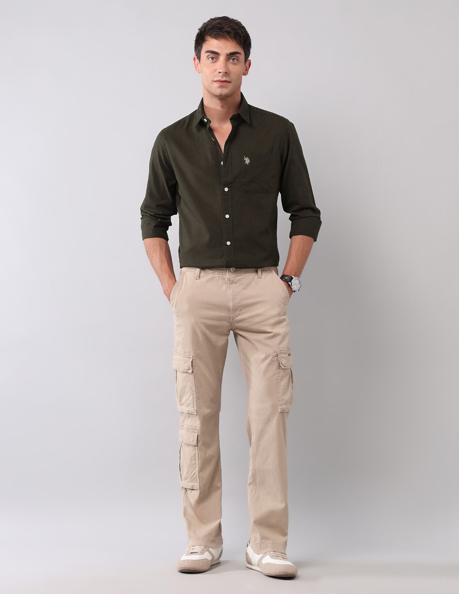 Solid Pure Cotton Shirt Brown - U.S. Polo Assn. India | Large