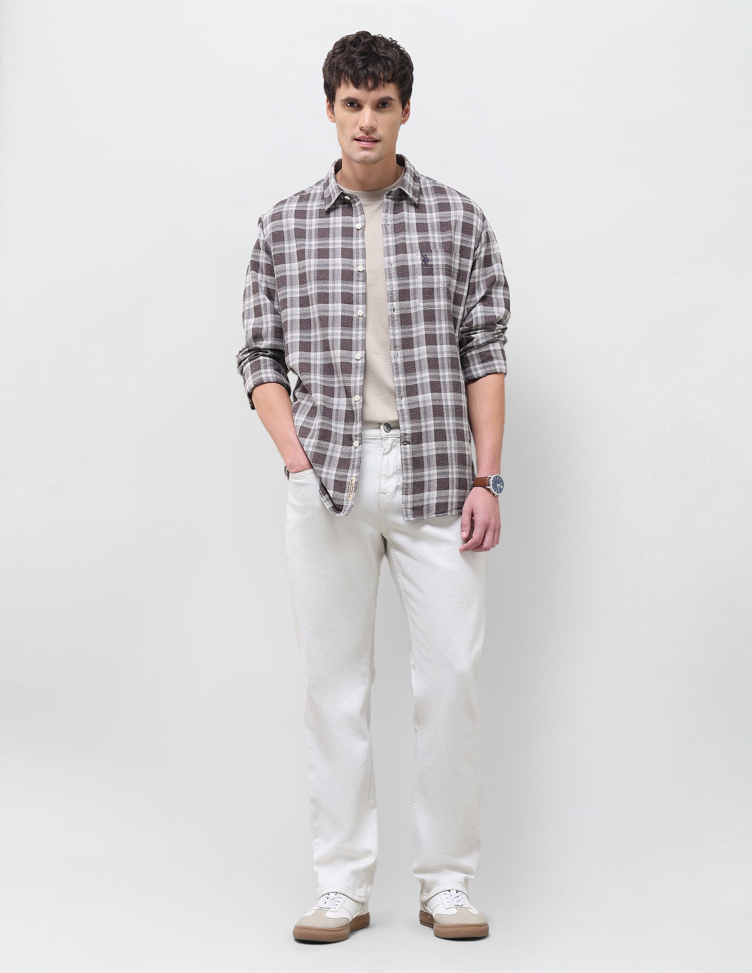 Tartan Checked Regular Fit Shirt Brown - U.S. Polo Assn. India | Large