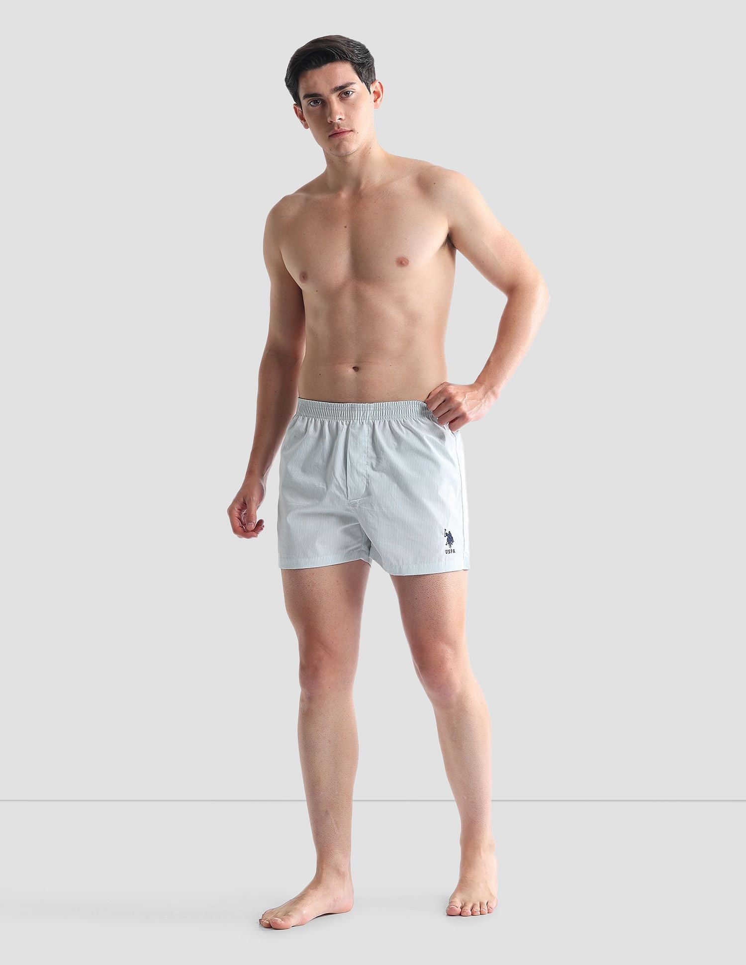 Pure Cotton EX004  Boxer Shorts - Pack of 1 Blue and White - U.S. POLO ASSN. | Large