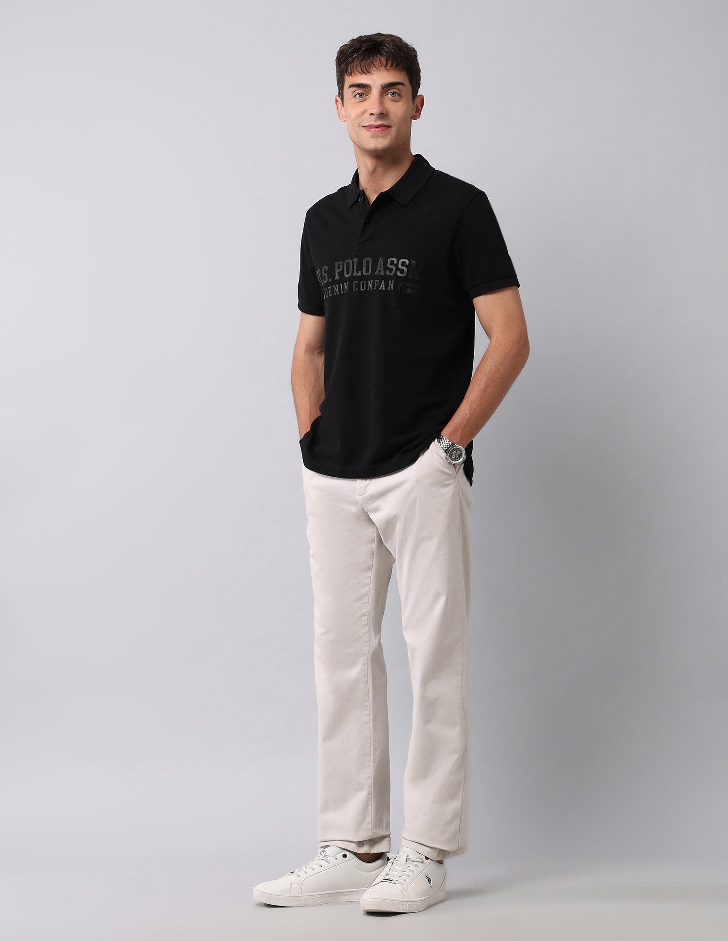 Brand Printed Muscle Fit Polo Shirt Black - U.S. POLO ASSN. | Large