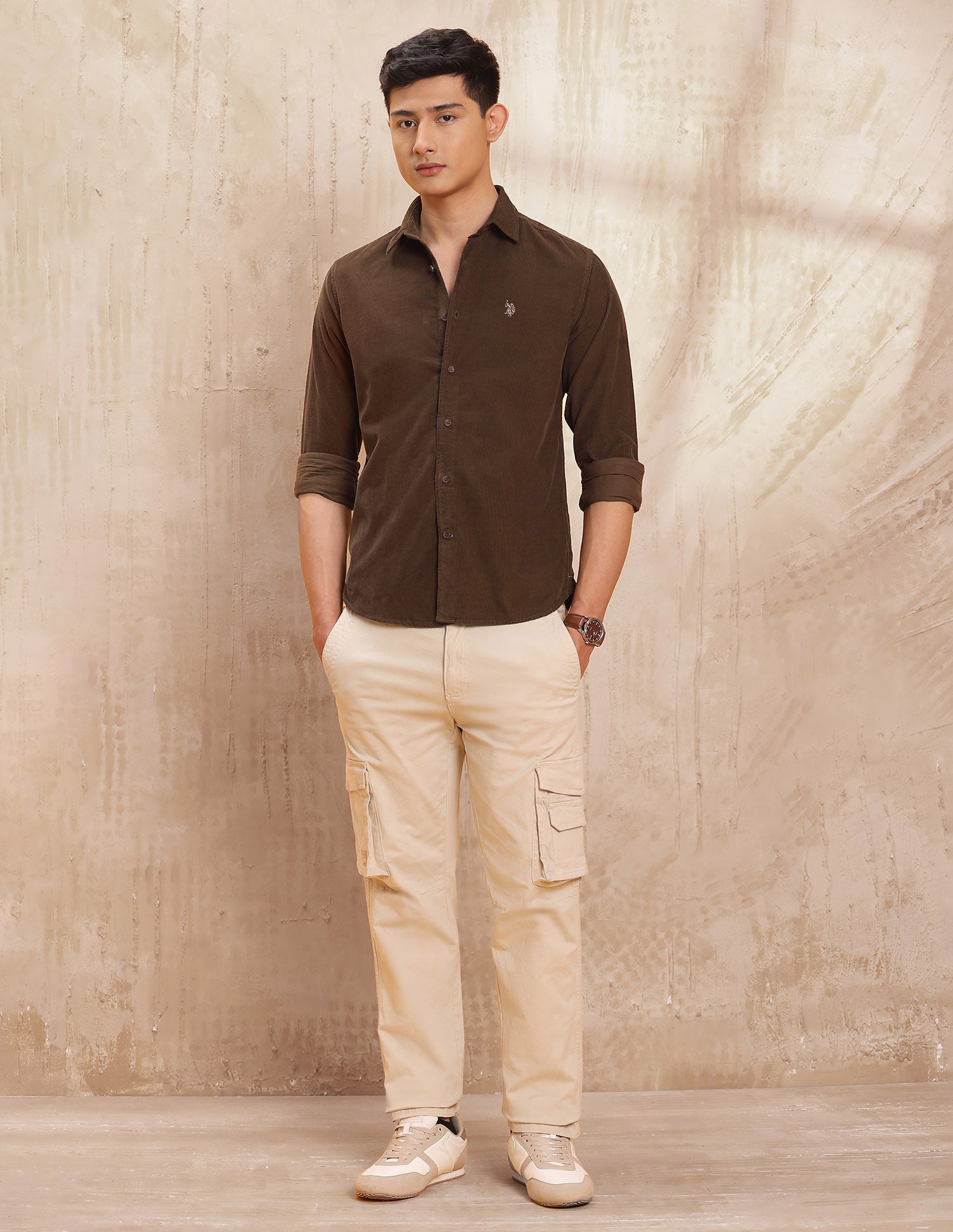 Pure Cotton Slim Fit Shirt Brown - U.S. POLO ASSN. | Large