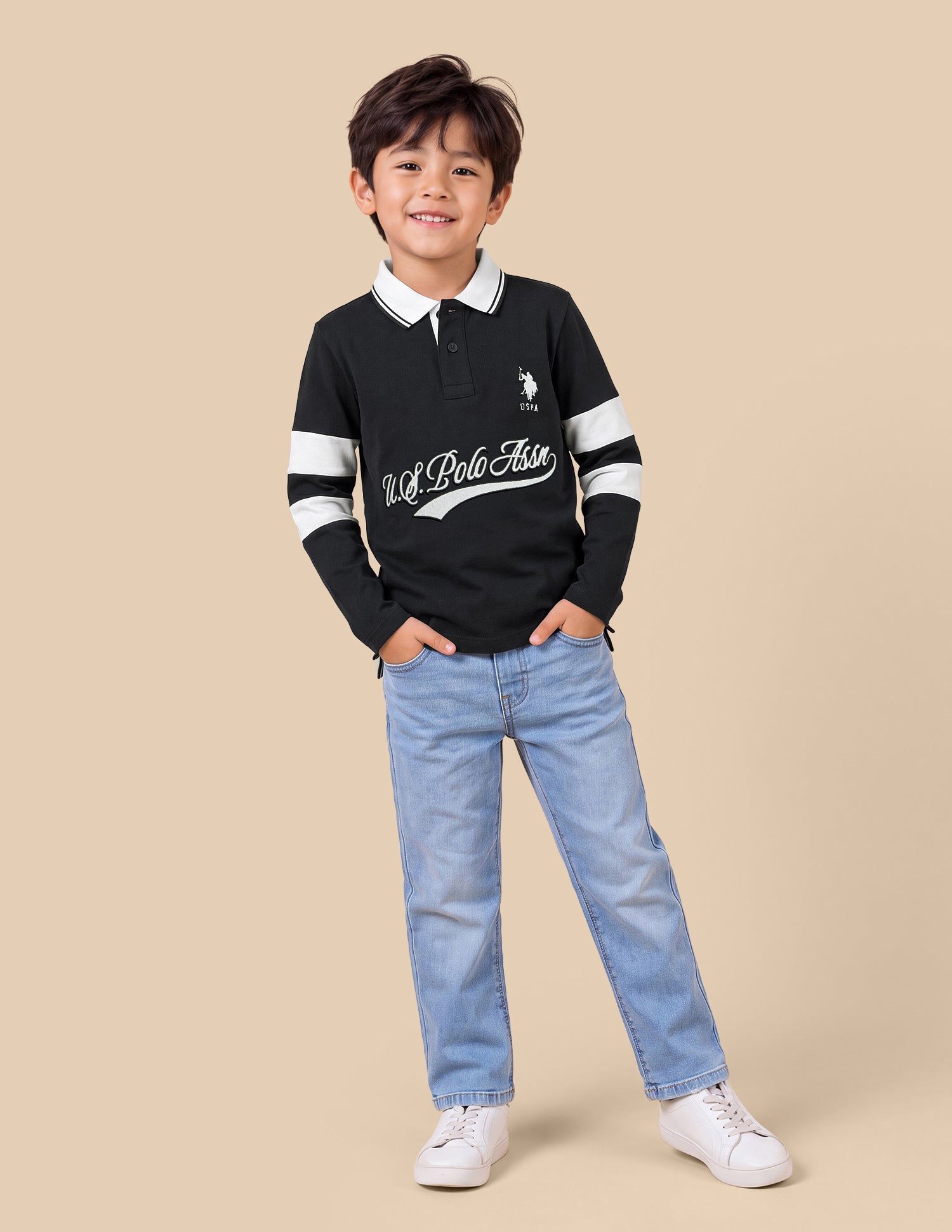 Brand Applique Regular Fit Polo Shirt Black - U.S. Polo Assn. India | Large
