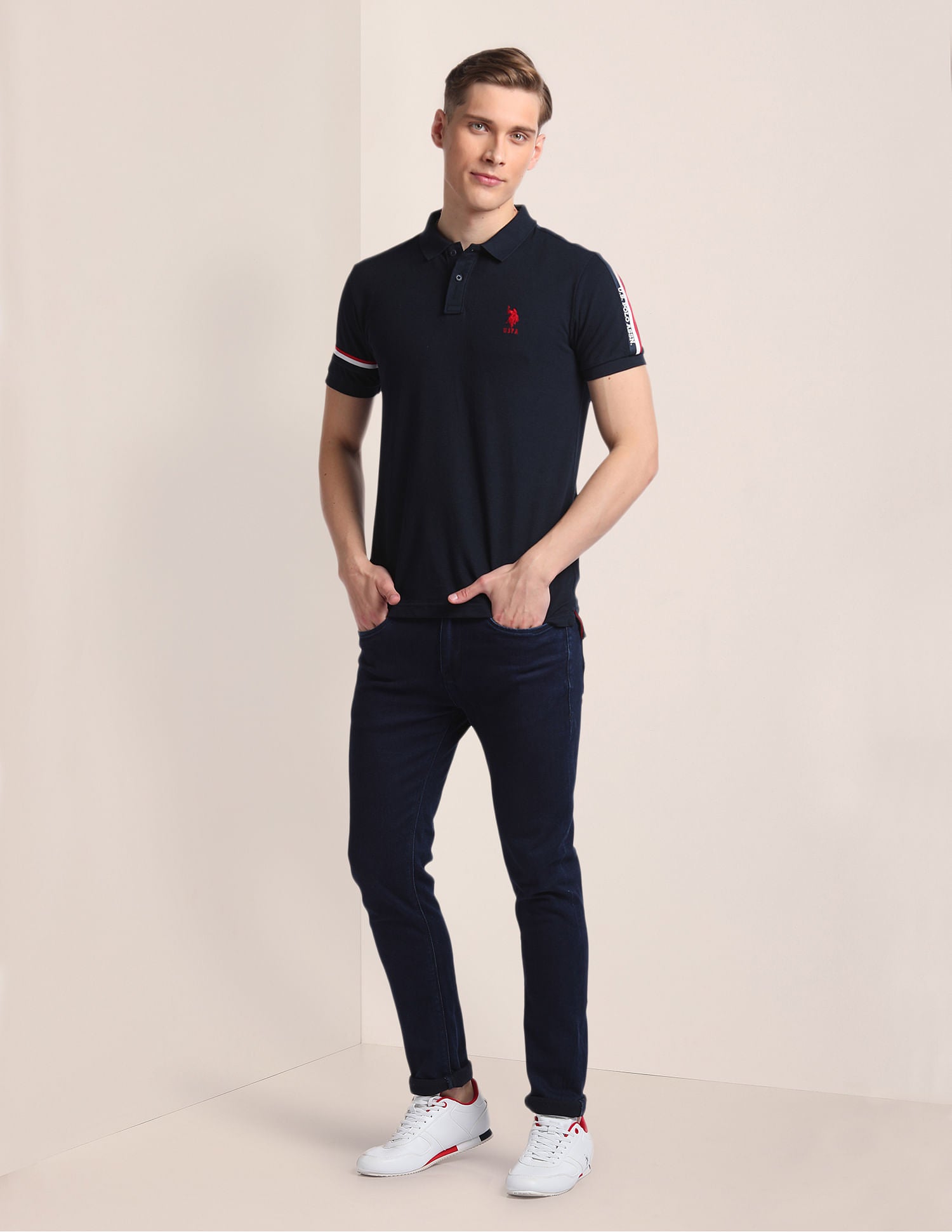 Slim Fit Logo Polo Shirt Navy - U.S. Polo Assn. India | Large