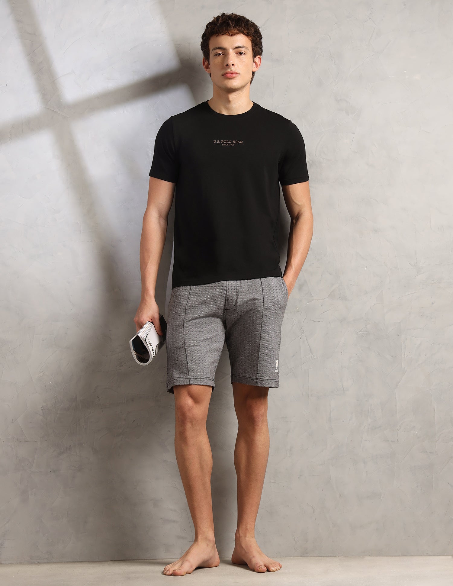 Comfort Relaxed Fit Breathable PE005-PL Lounge T-Shirt - Pack Of 1 Black - U.S. Polo Assn. India | Large