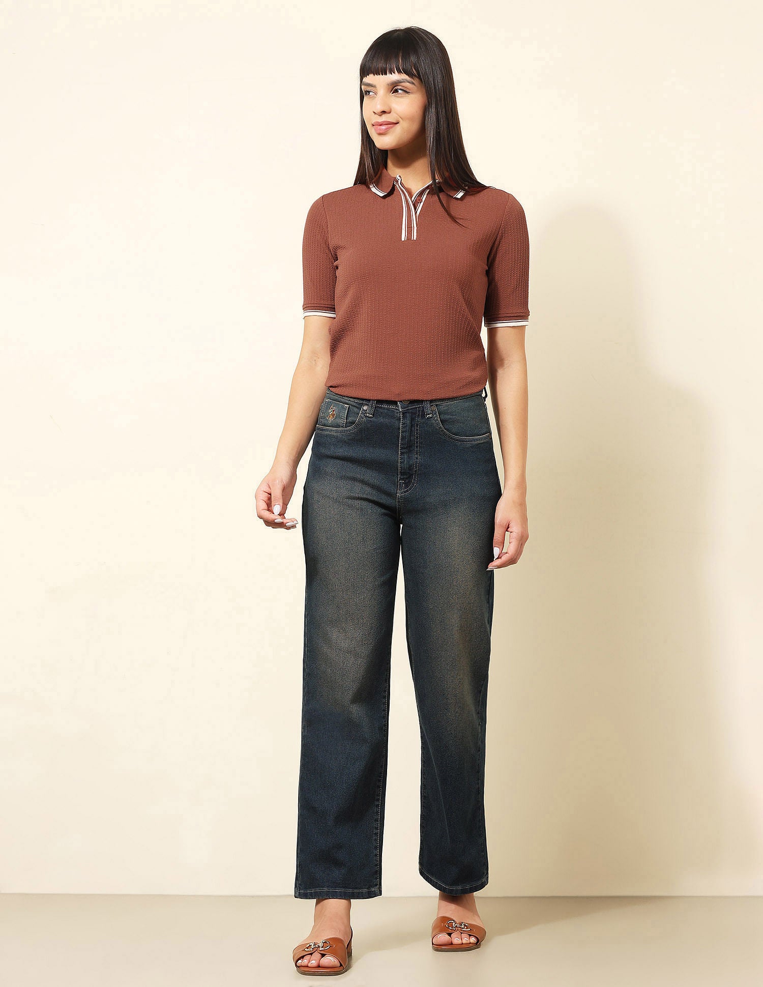 Regular Fit Solid Polo Shirt Brown - U.S. POLO ASSN. | Large