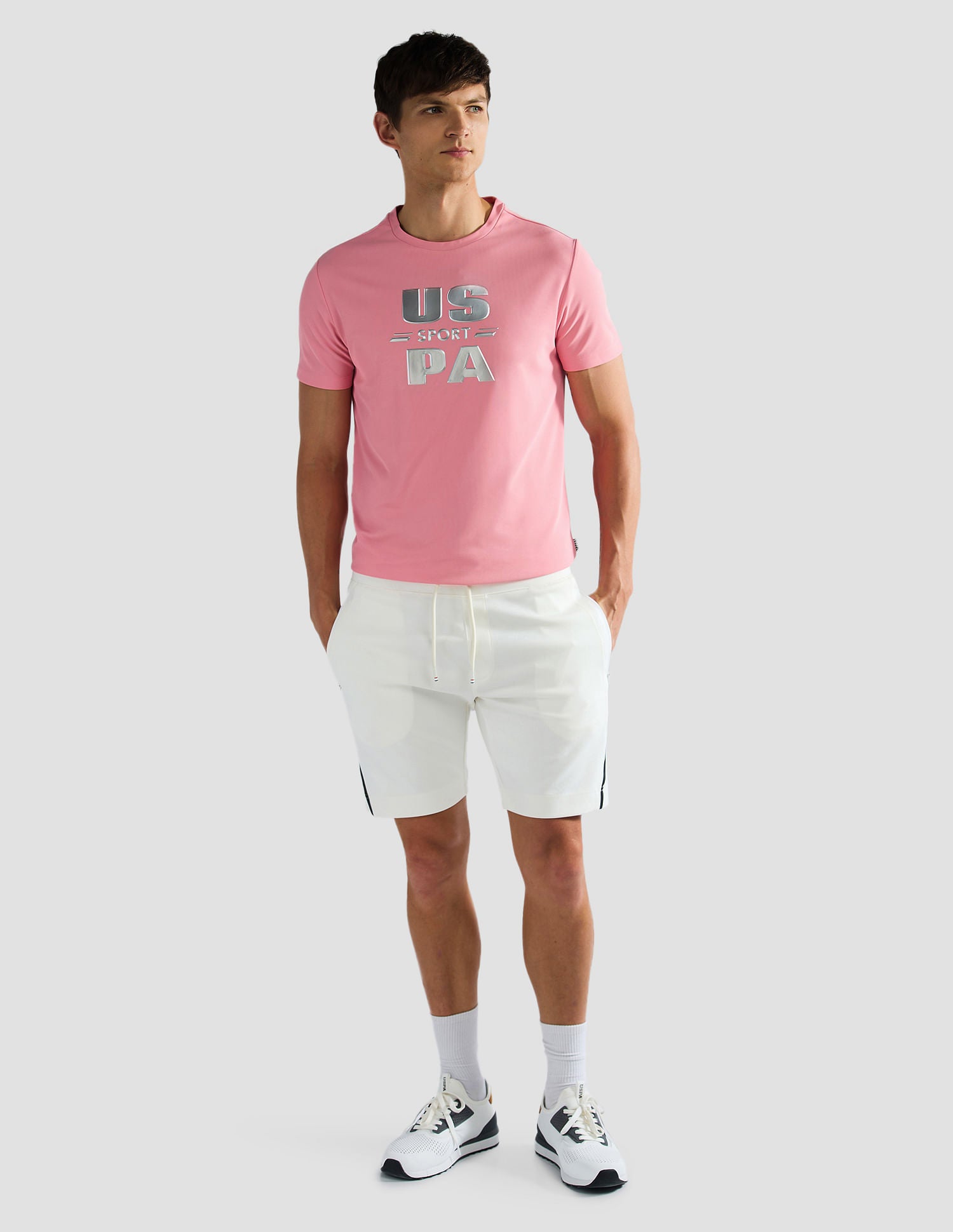 Brand Print Slim Fit Active T-Shirt Peach - U.S. Polo Assn. India | Large