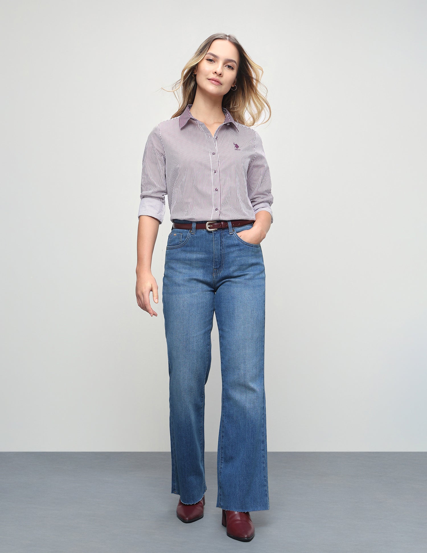 High Rise Flared Fit Jeans Blue - U.S. Polo Assn. India | Large