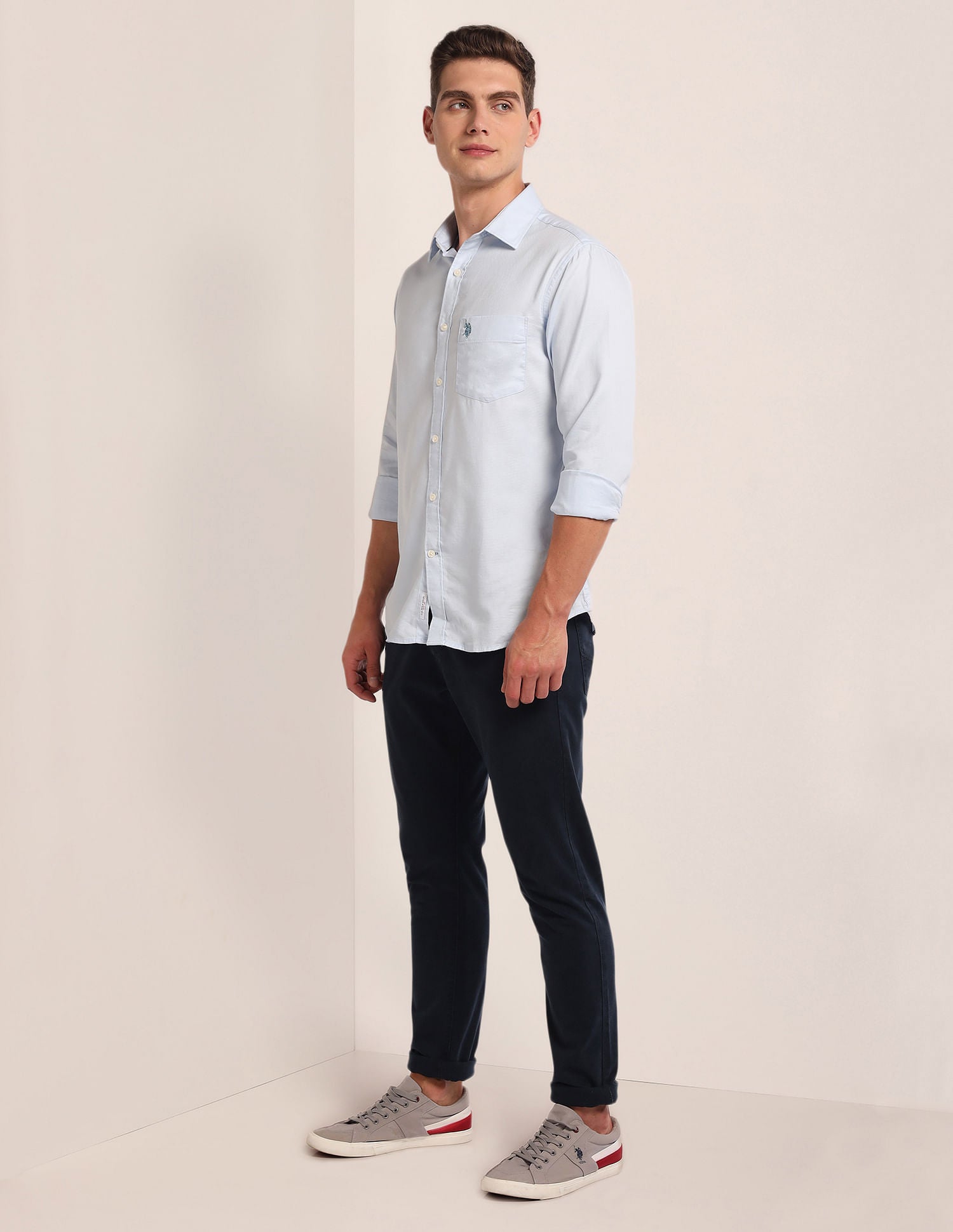 Regular Fit Dobby Shirt Blue - U.S. Polo Assn. India | Large