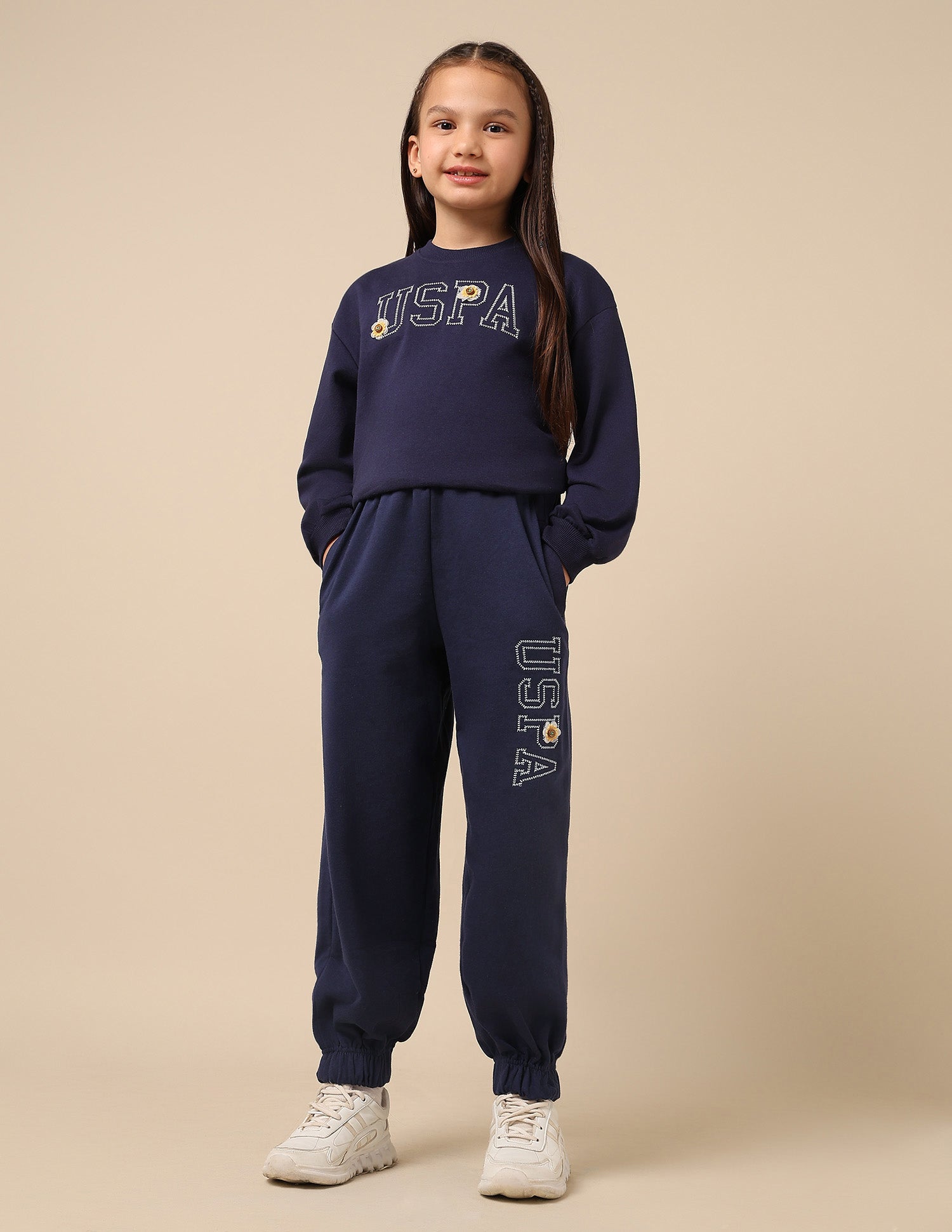Girls Brand Embroidered Mid Rise Joggers Navy - U.S. POLO ASSN. | Large
