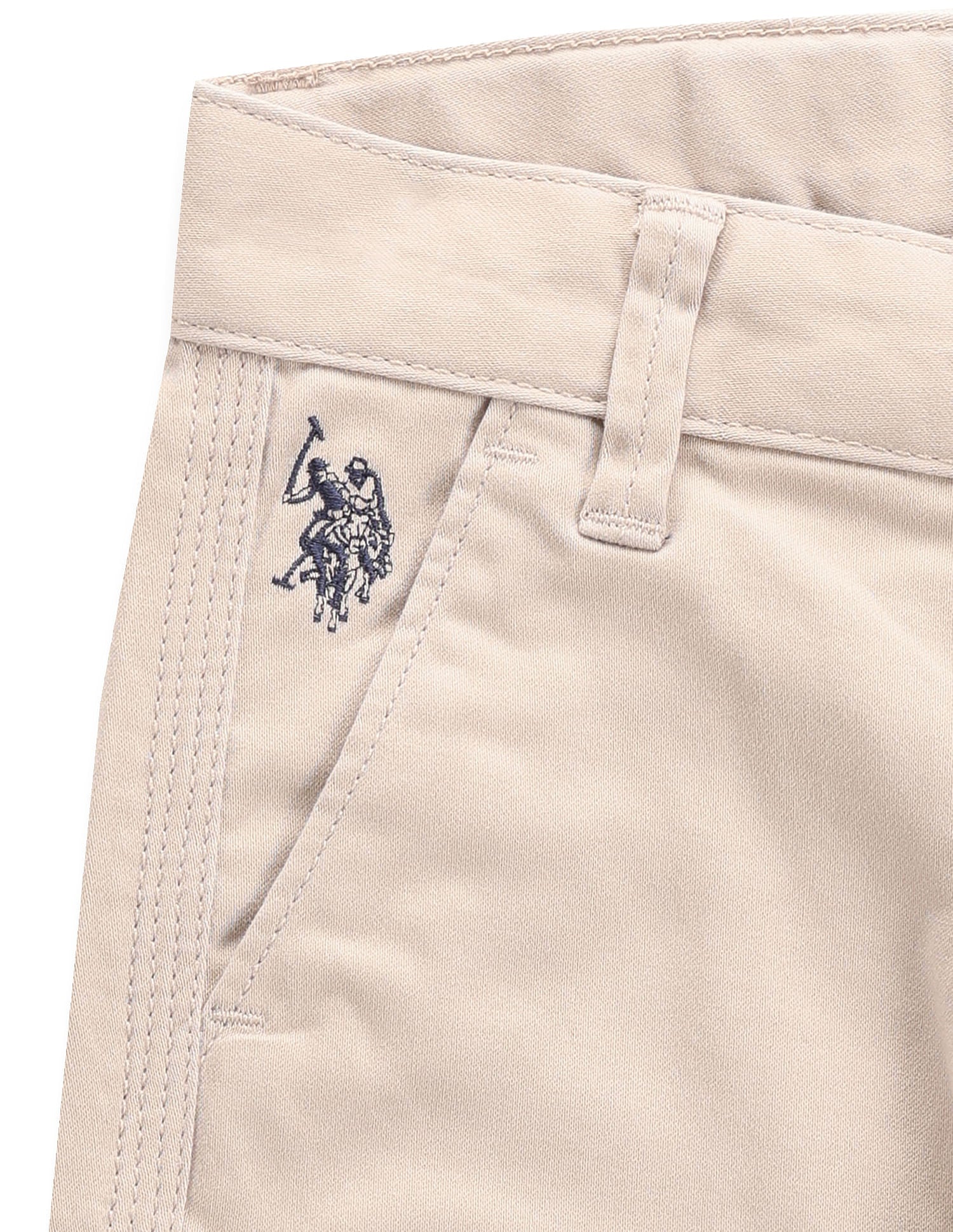 Boys Solid Satin Trousers Ecru - U.S. POLO ASSN. | Large