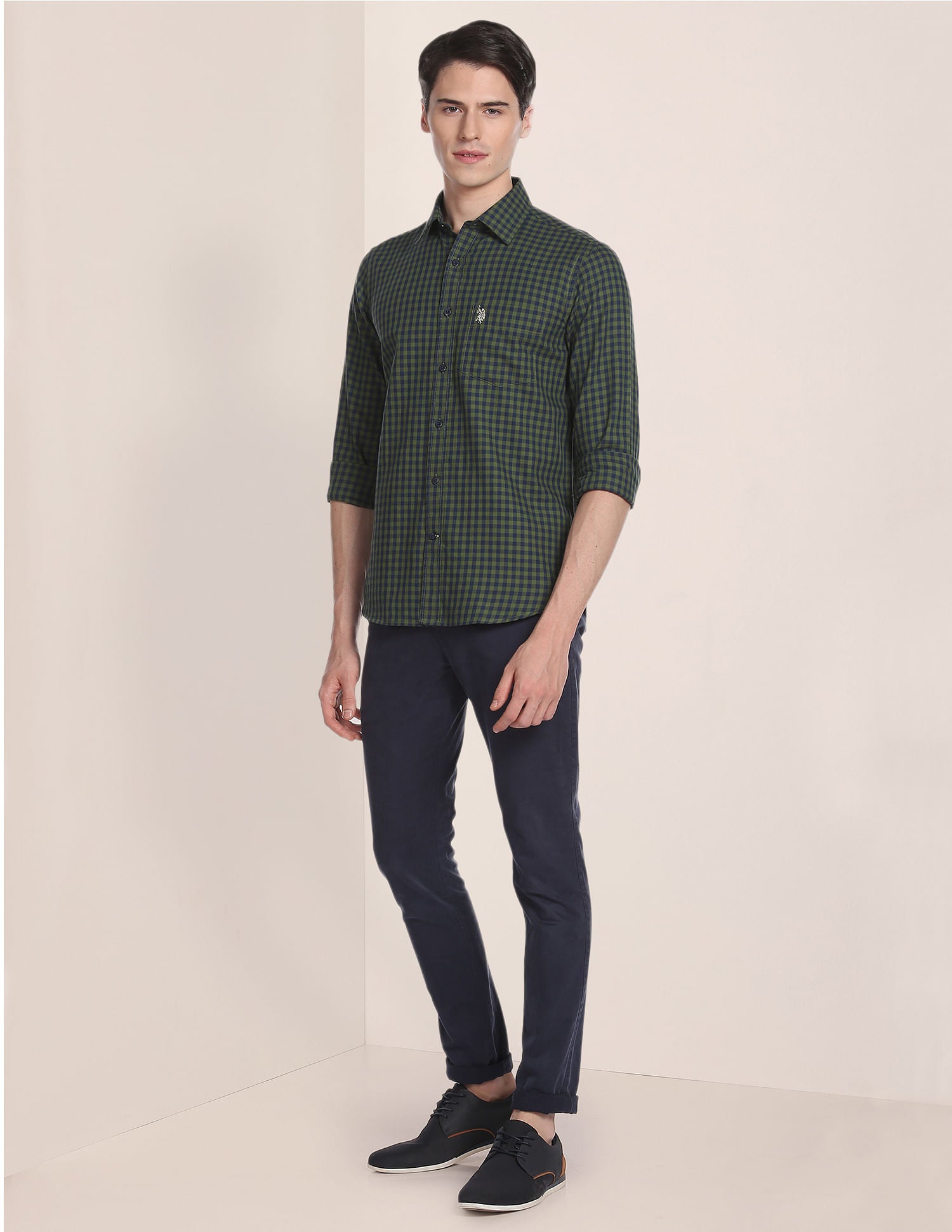 Gingham Check Twill Casual Shirt Olive - U.S. Polo Assn. India | Large