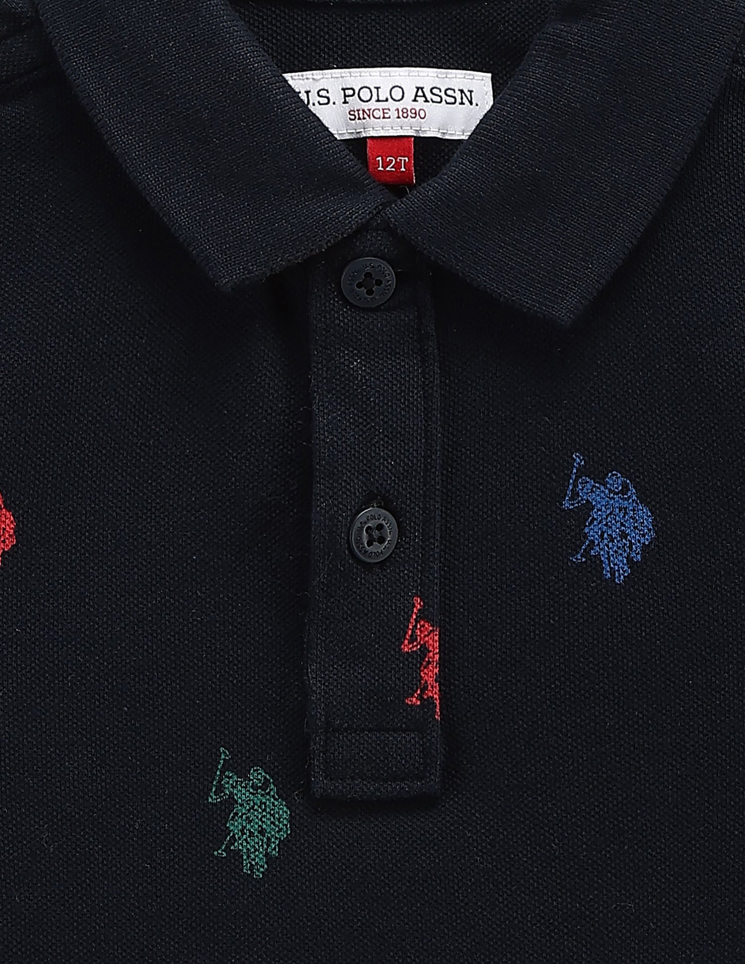 Boys Brand Print Cotton Polo Shirt Navy - U.S. POLO ASSN. | Large