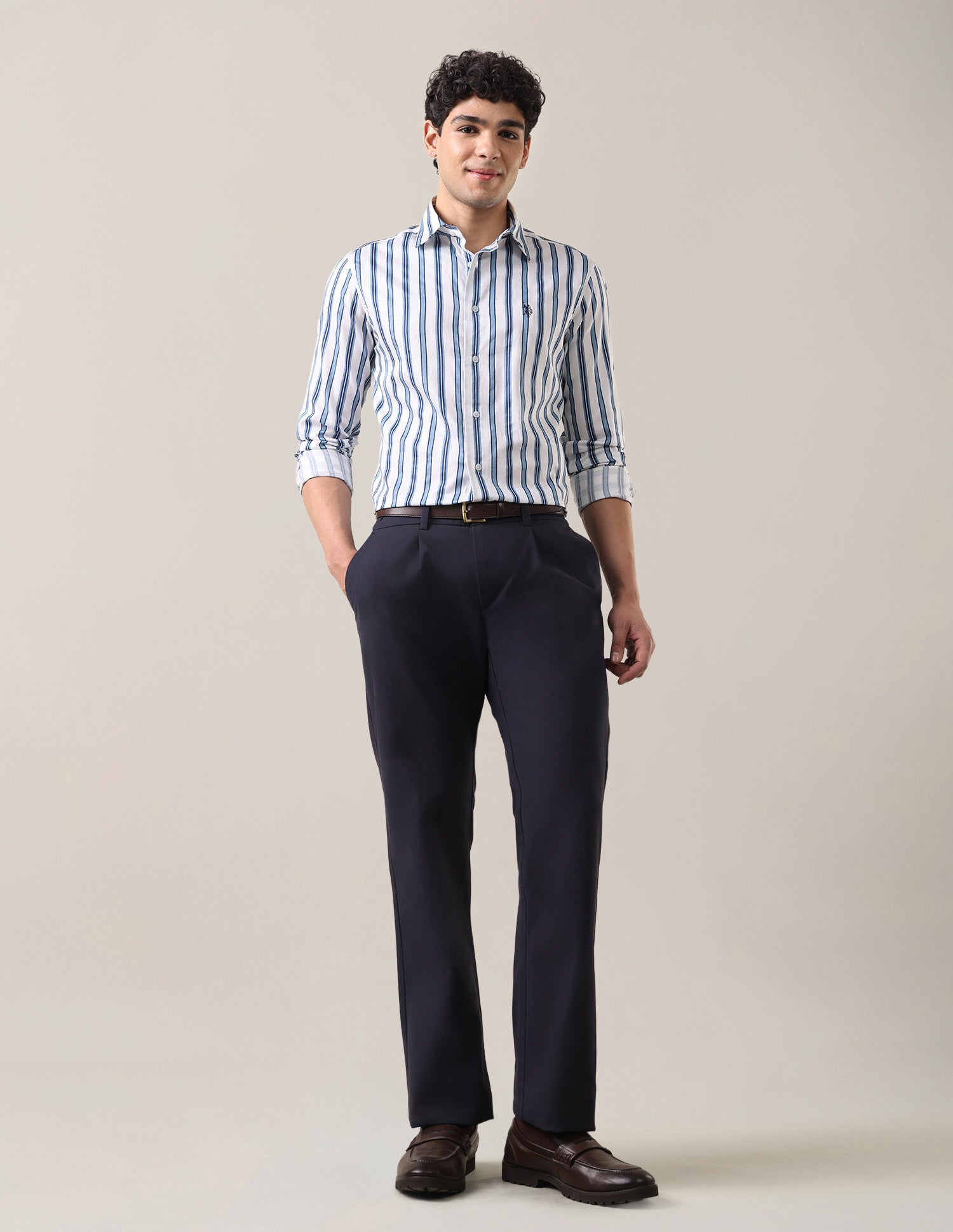 Satin Vertical Striped Shirt Blue - U.S. Polo Assn. India | Large