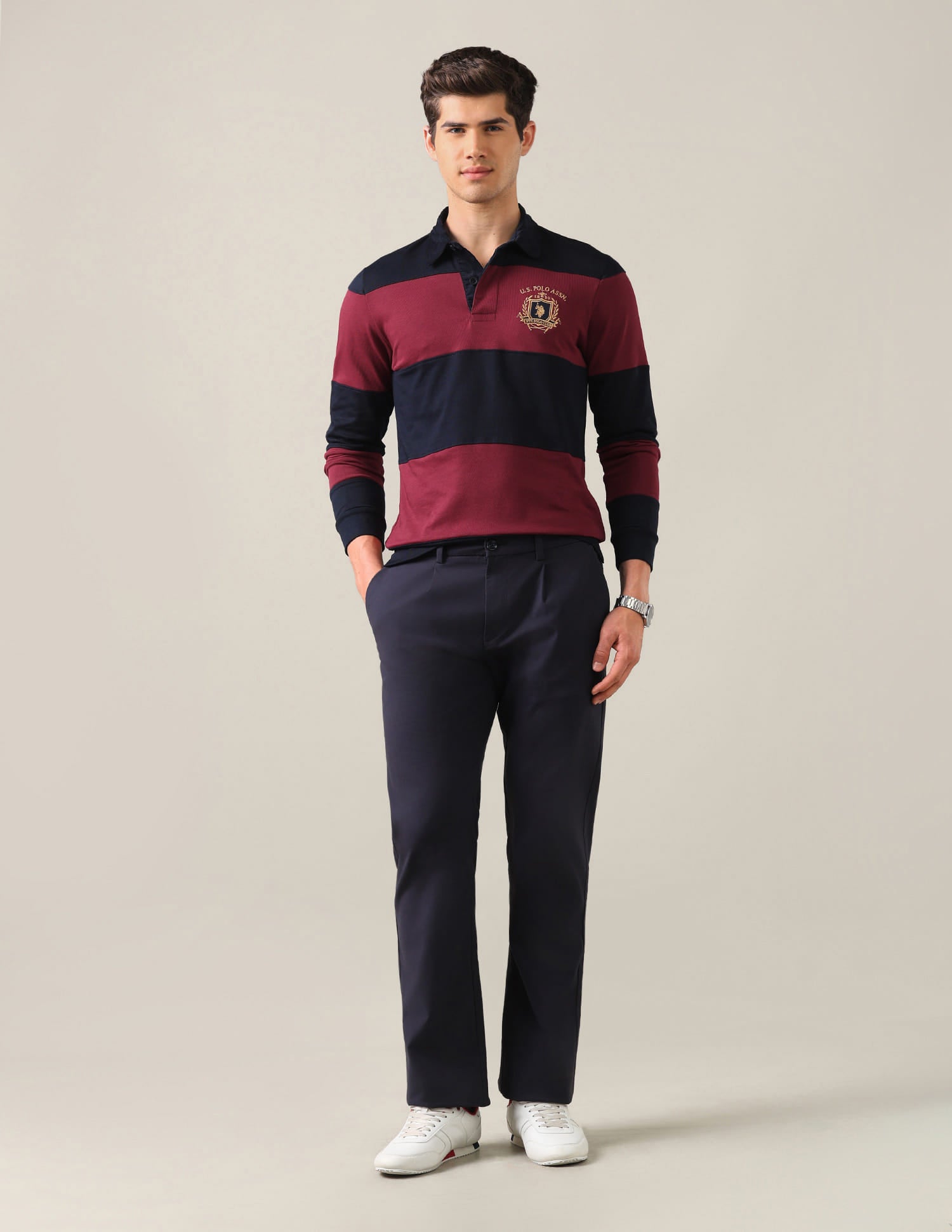 Horizontal Striped Slim Fit Polo Shirt Red - U.S. Polo Assn. India | Large