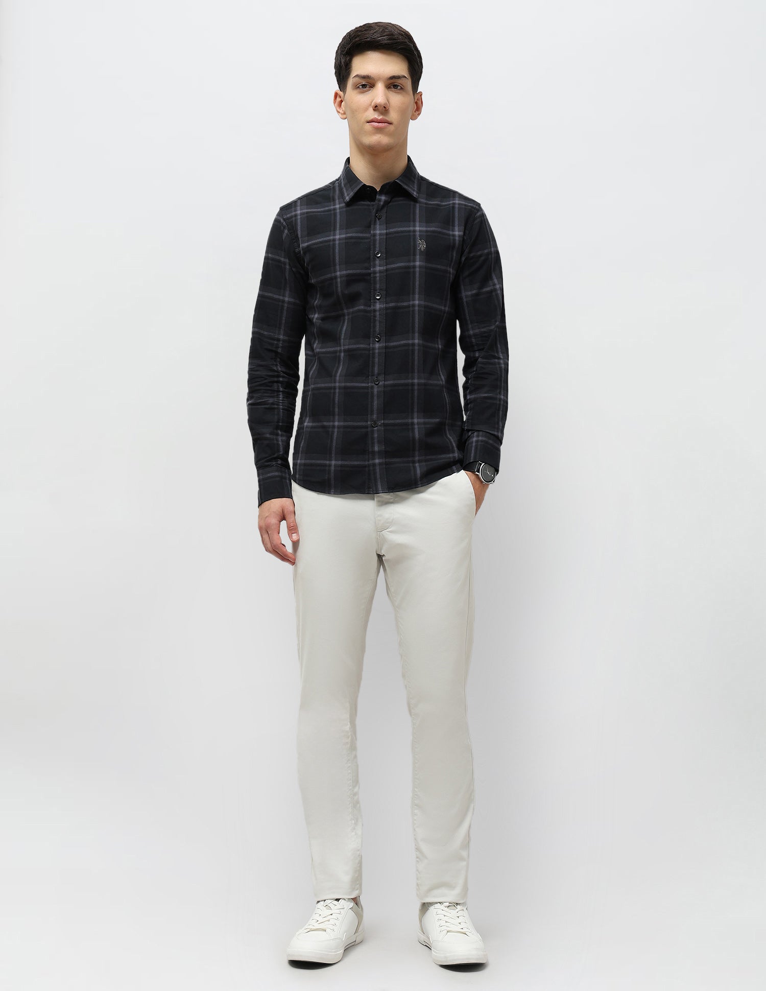 Tartan Checked Tailored Fit Shirt Grey - U.S. POLO ASSN. | Large