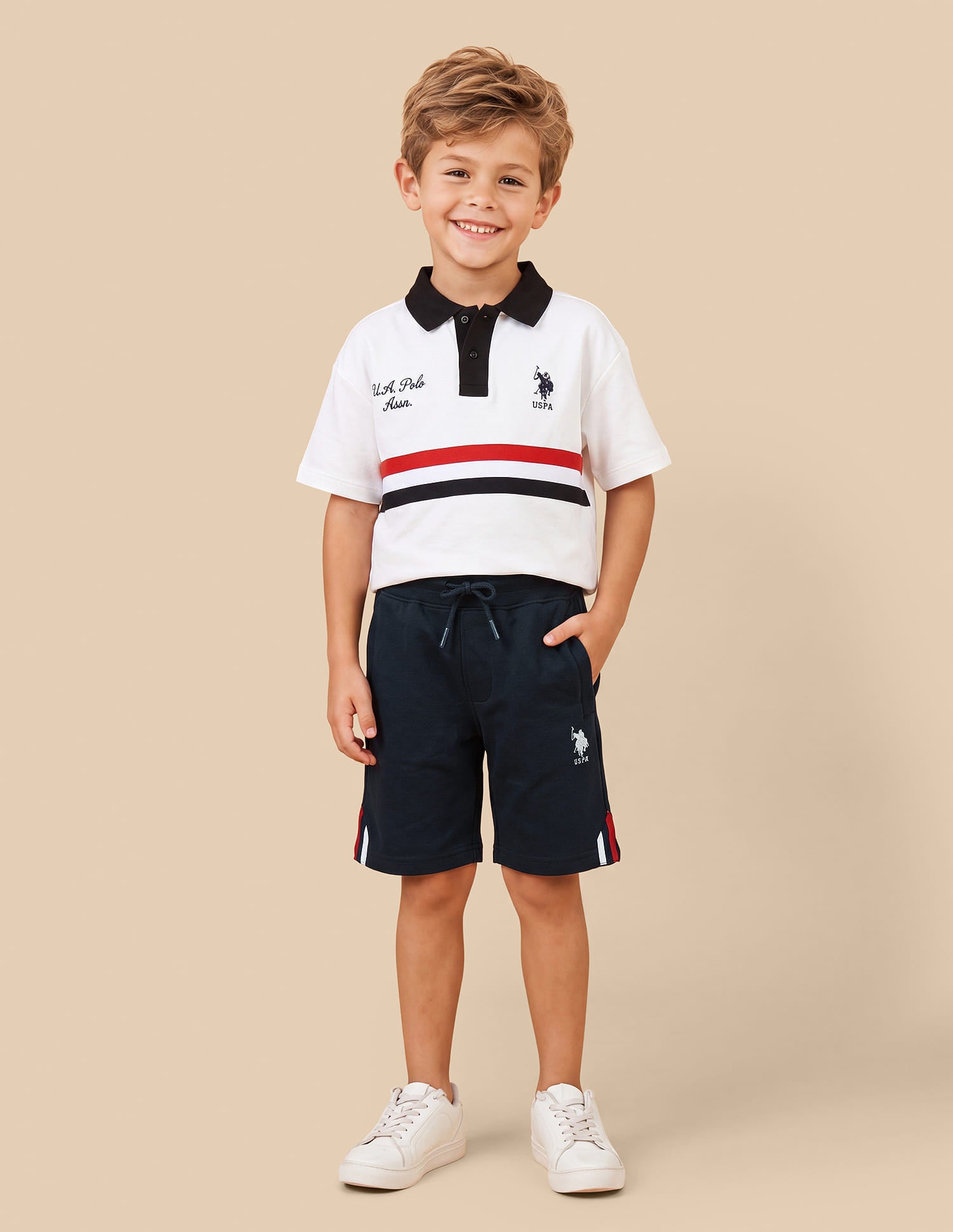 Solid Regular Fit Shorts Blue - U.S. Polo Assn. India | Large