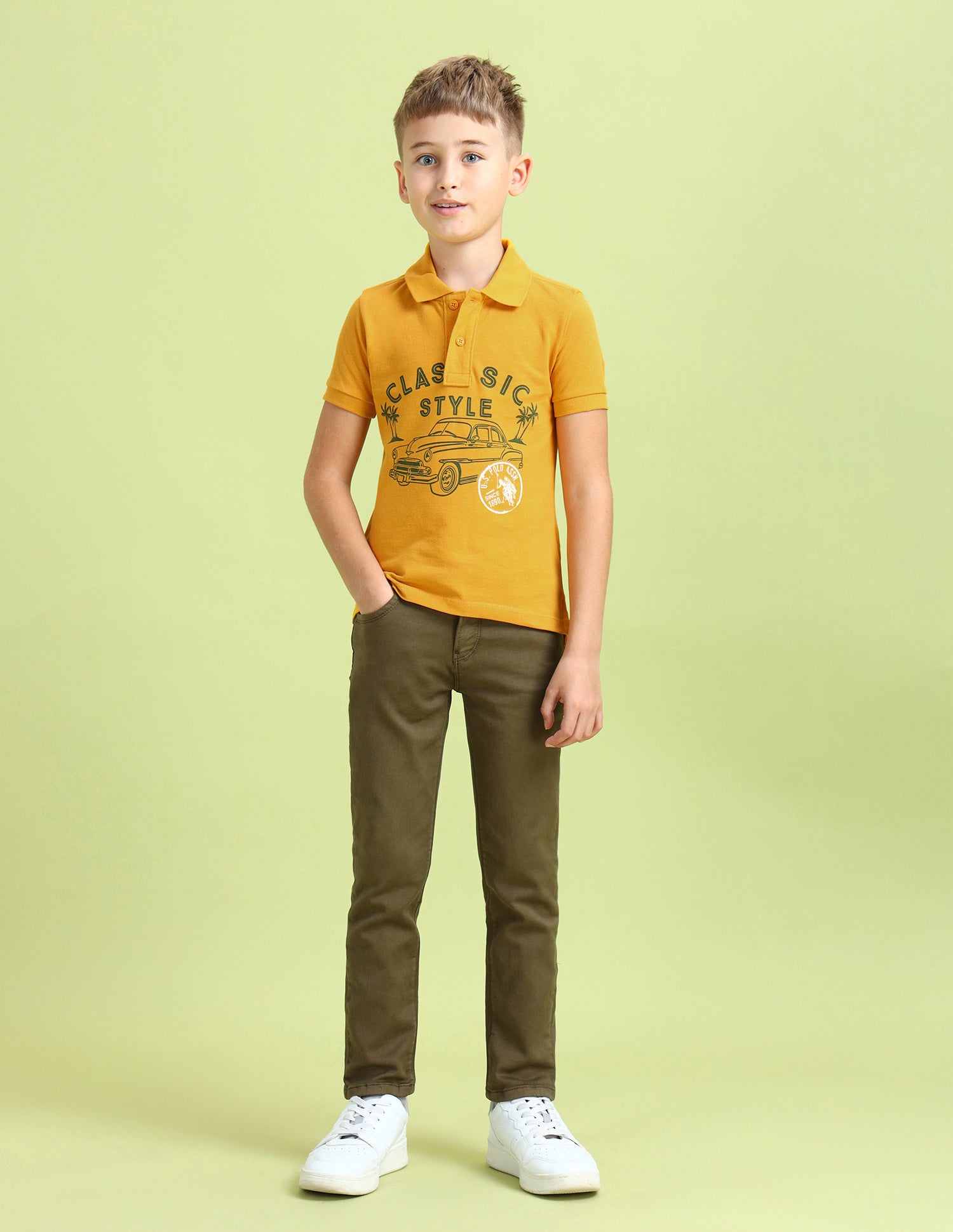 Boys Graphic Printed Regular Fit Polo Shirts Autumn Blaze - U.S. Polo Assn. India | Large
