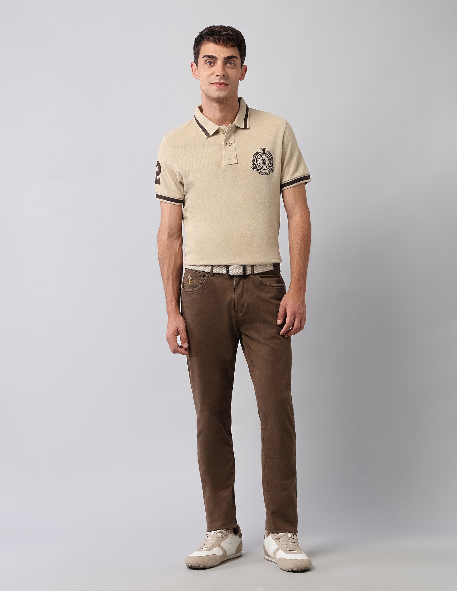 Pure Cotton Muscle Fit Polo Shirt Beige - U.S. Polo Assn. India | Large