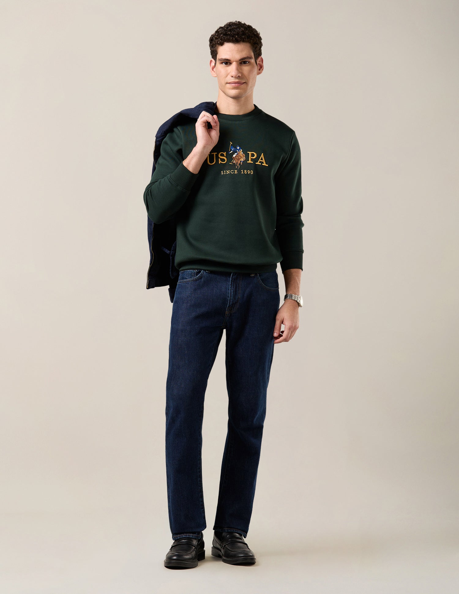 Brand Embroidered Slim Fit Sweatshirt Dark Green - U.S. Polo Assn. India | Large