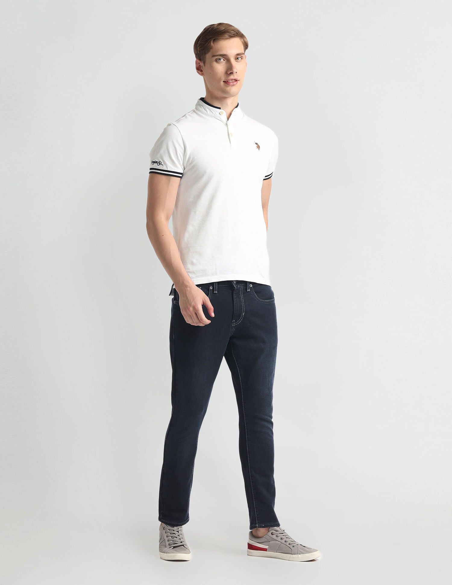 Henry Tapered Cropped Fit Blue Jeans Blue - U.S. Polo Assn. India | Large