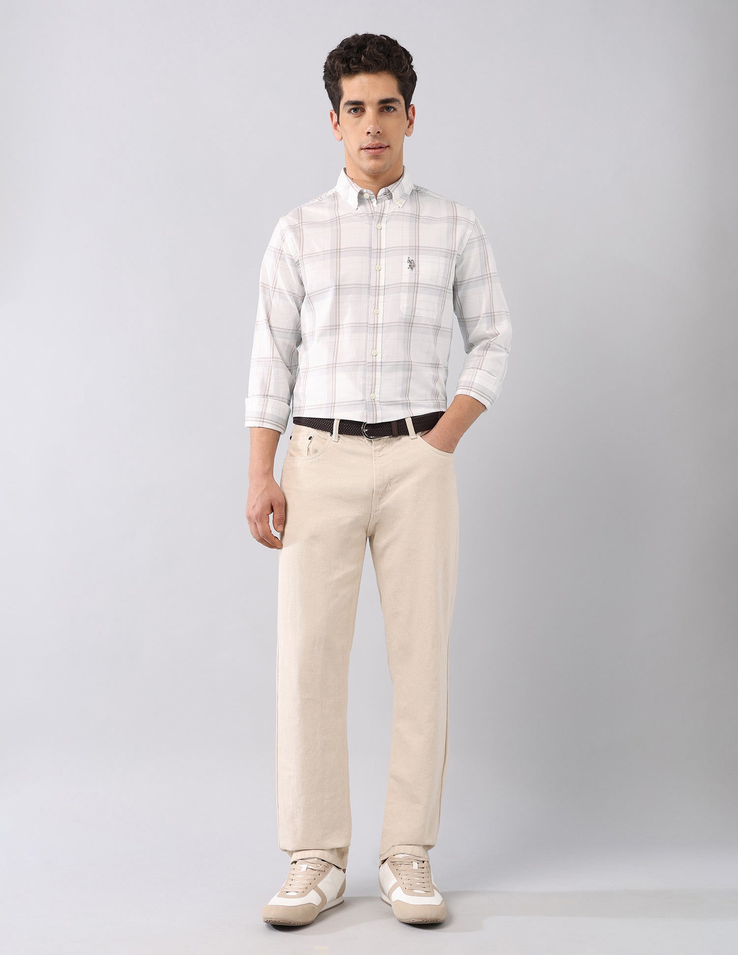 Twill Regular Fit Shirt Light Olive - U.S. Polo Assn. India | Large