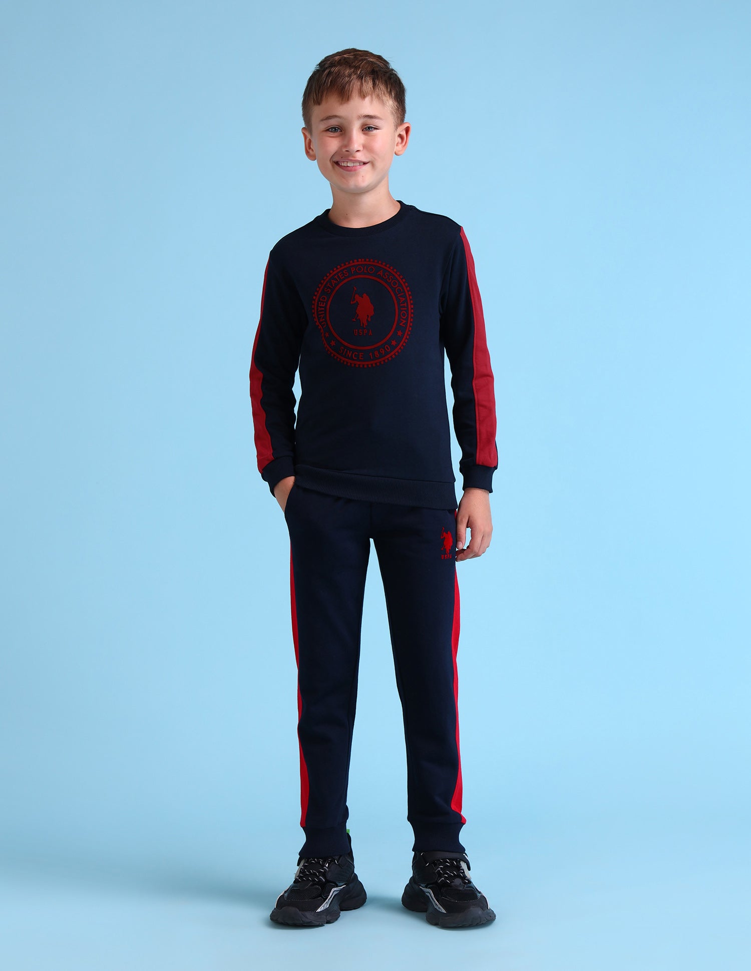 Boys Brand Printed Regular Fit Sweatshirt Navy - U.S. POLO ASSN. | Large