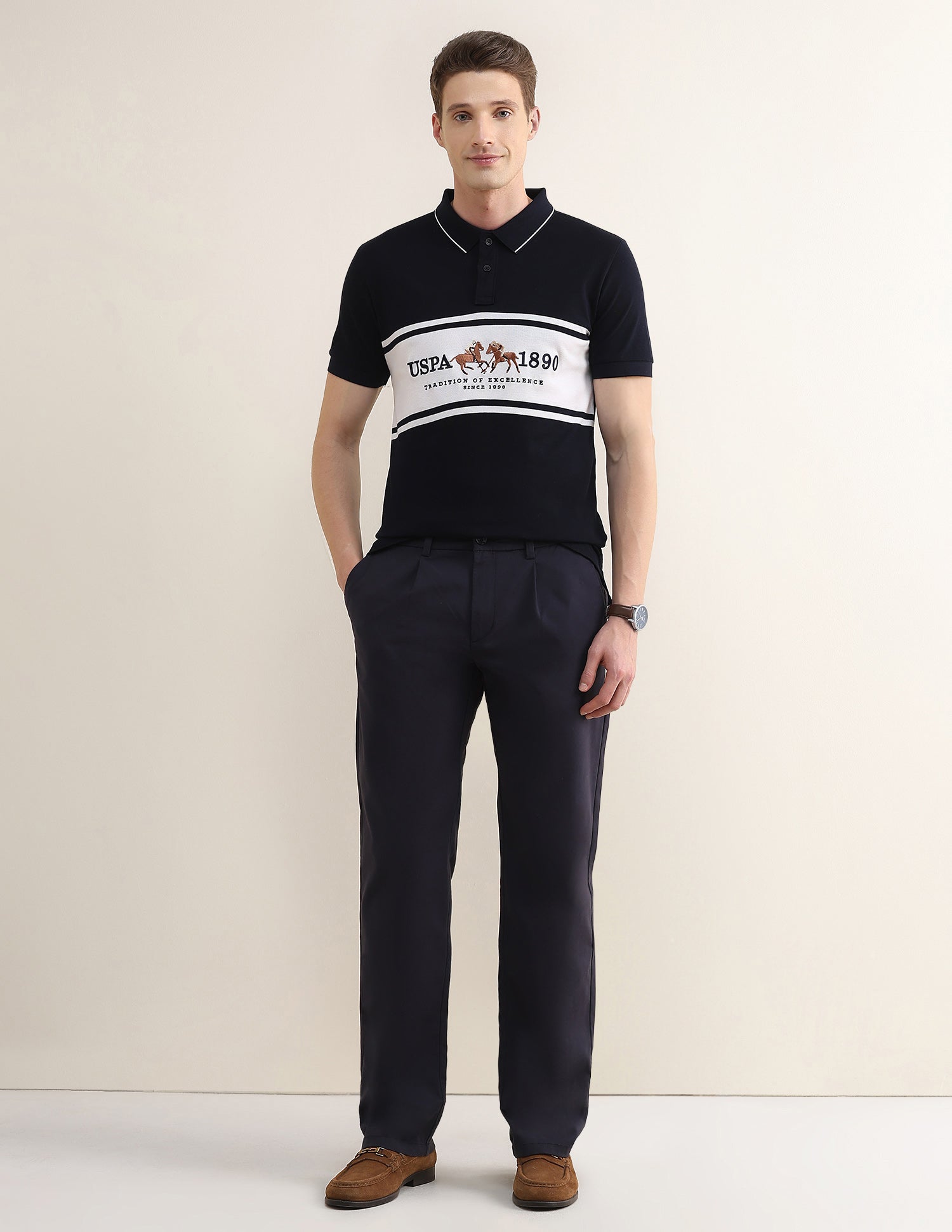Brand Embroidered Slim Fit Polo Shirt Navy - U.S. Polo Assn. India | Large
