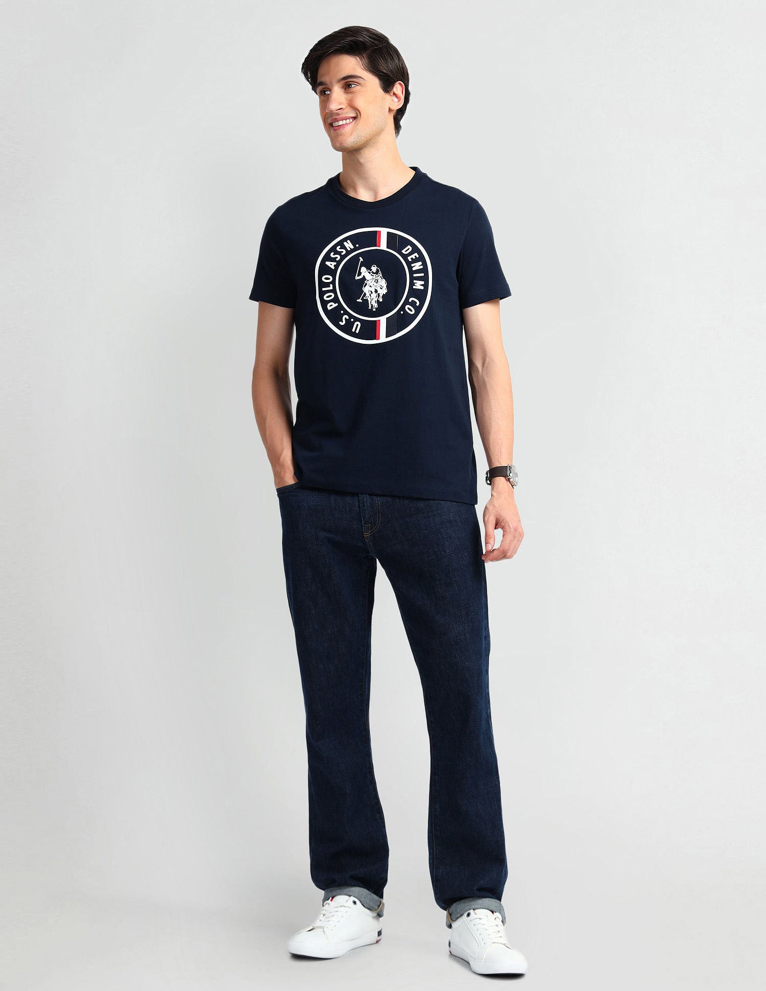 Brand Print Cotton T-Shirt Dark Navy - U.S. POLO ASSN. | Large