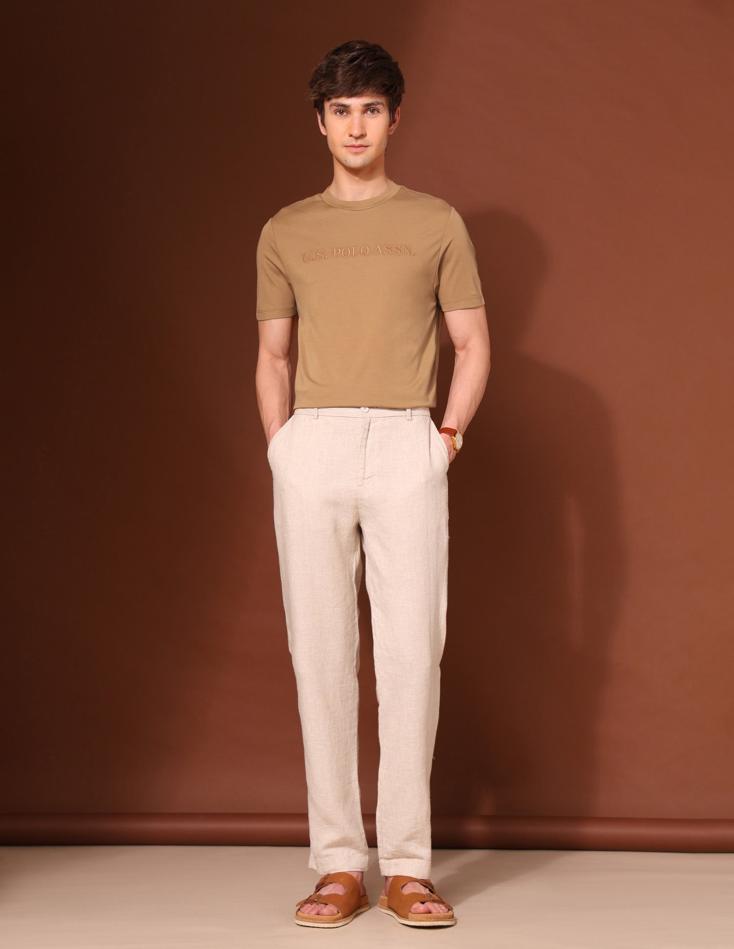 Brand Embroidered Classic T-Shirt Brown - U.S. POLO ASSN. | Large