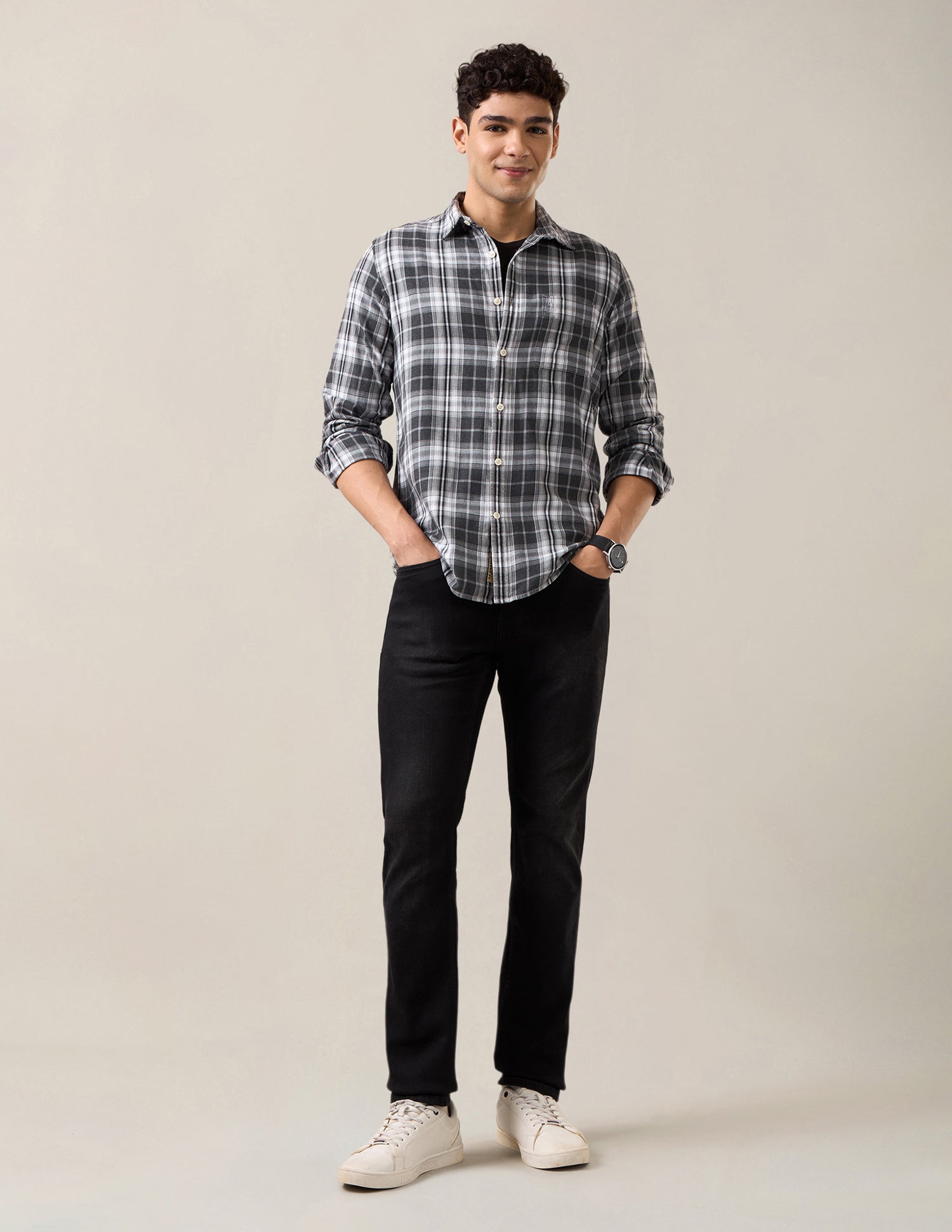Plaid Checked Twill Shirt Grey - U.S. Polo Assn. India | Large