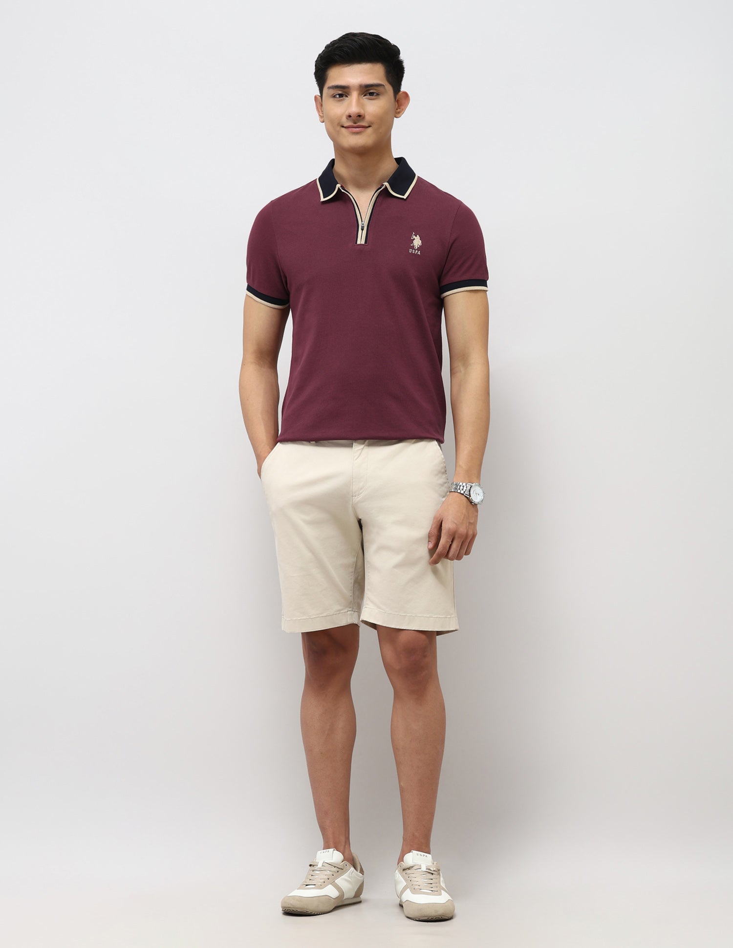 Pure Cotton Muscle Fit Polo Shirt Maroon - U.S. Polo Assn. India | Large