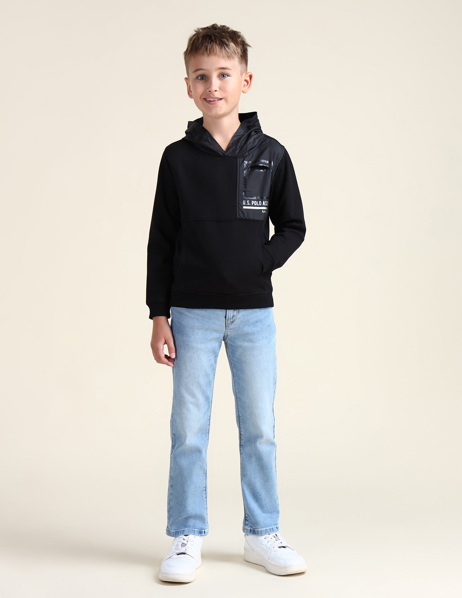 Boys Solid Hooded Sweatshirt Black - U.S. POLO ASSN. | Large