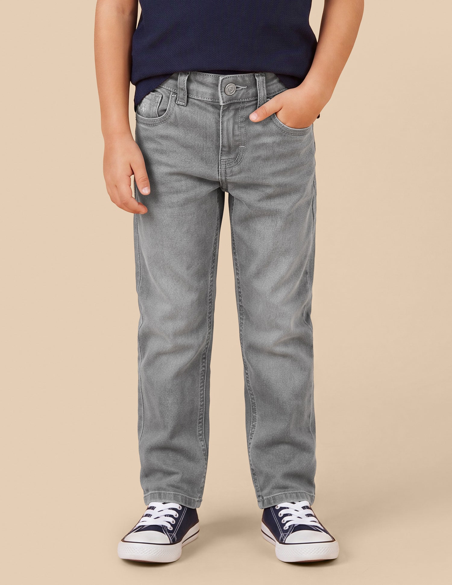 Relaxed Fit Whiskered Jeans Light Grey - U.S. Polo Assn. India | Large