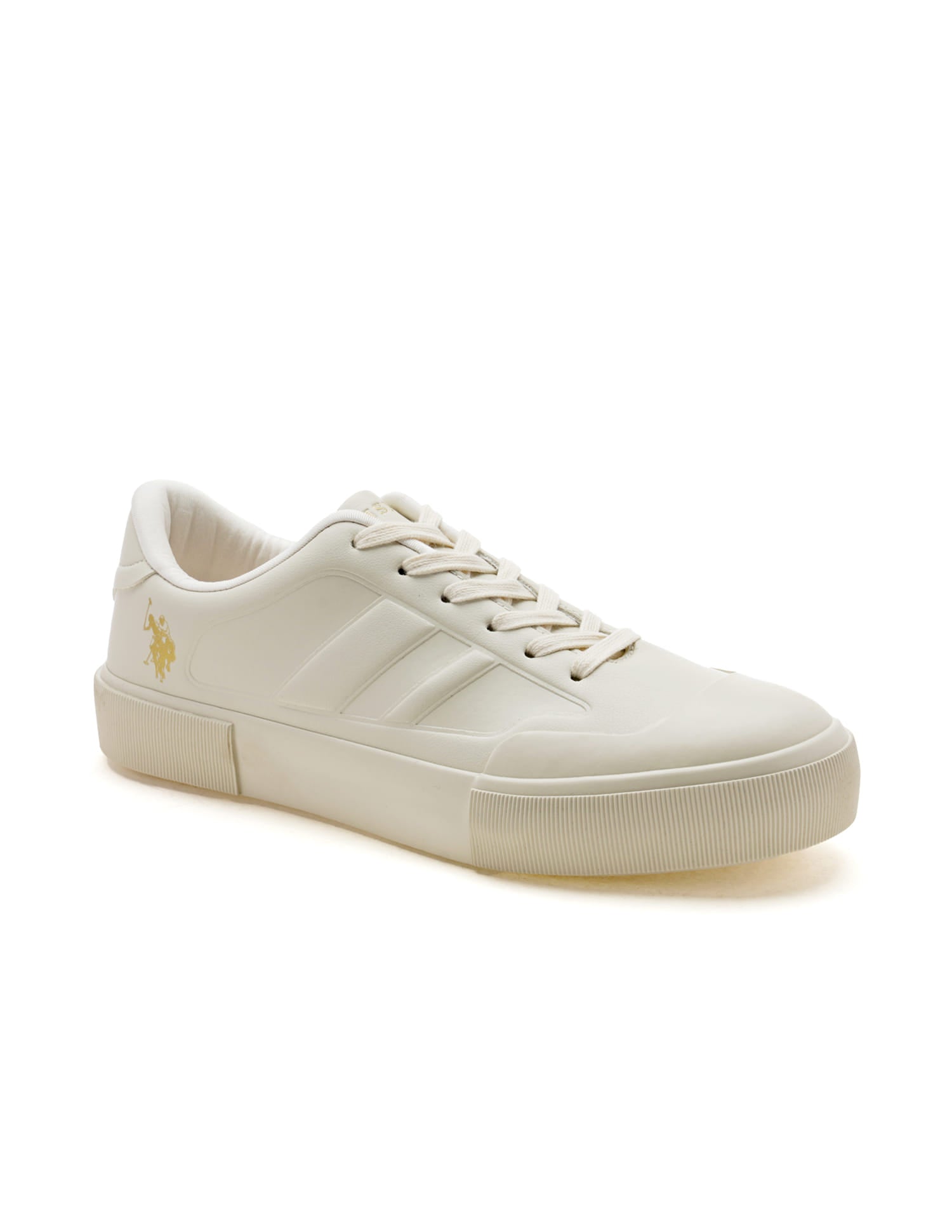 Men Solid Levi Sneakers Beige - U.S. Polo Assn. India | Large