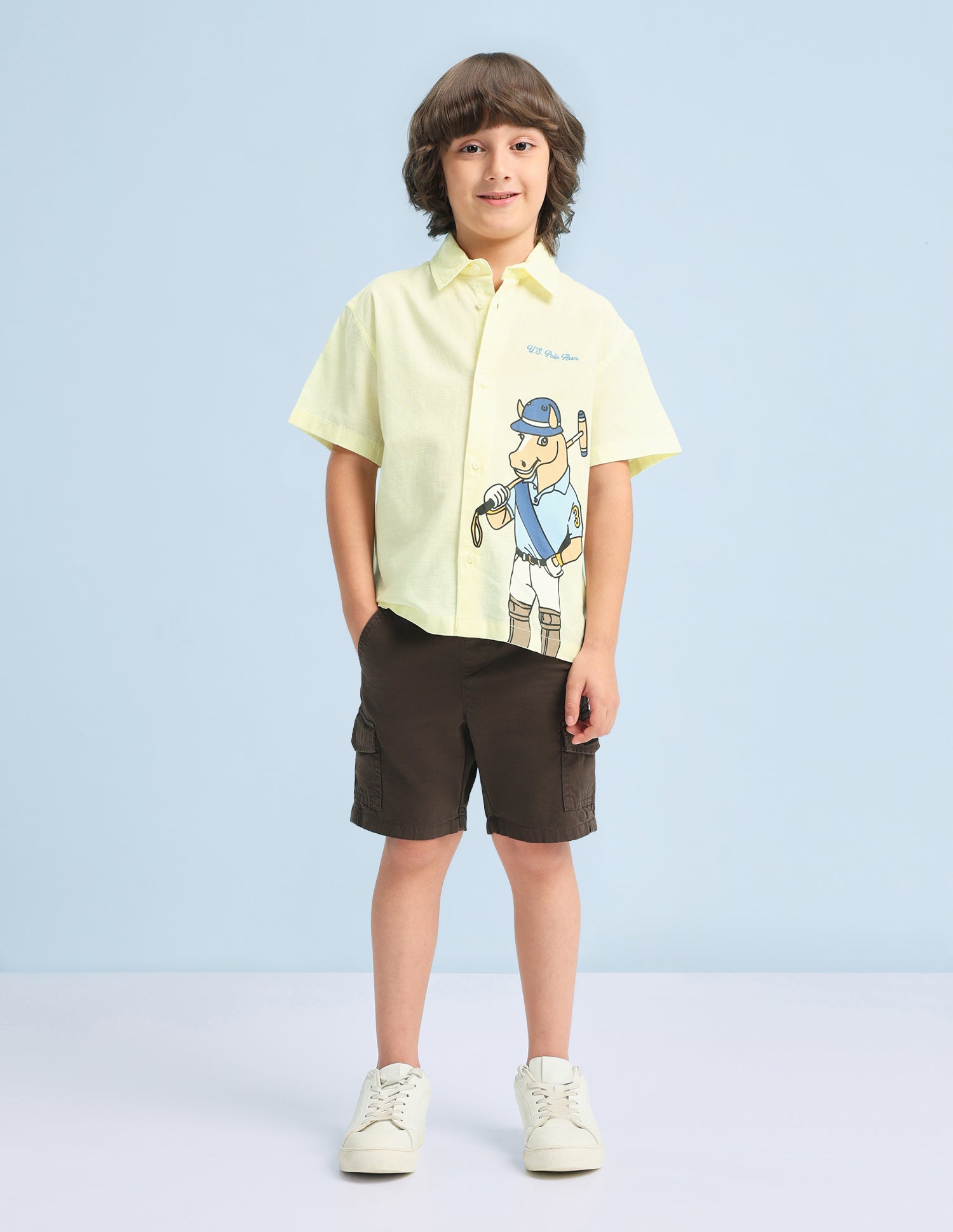Graphic Printed Regular Fit Shirt Yellow - U.S. Polo Assn. India | Large