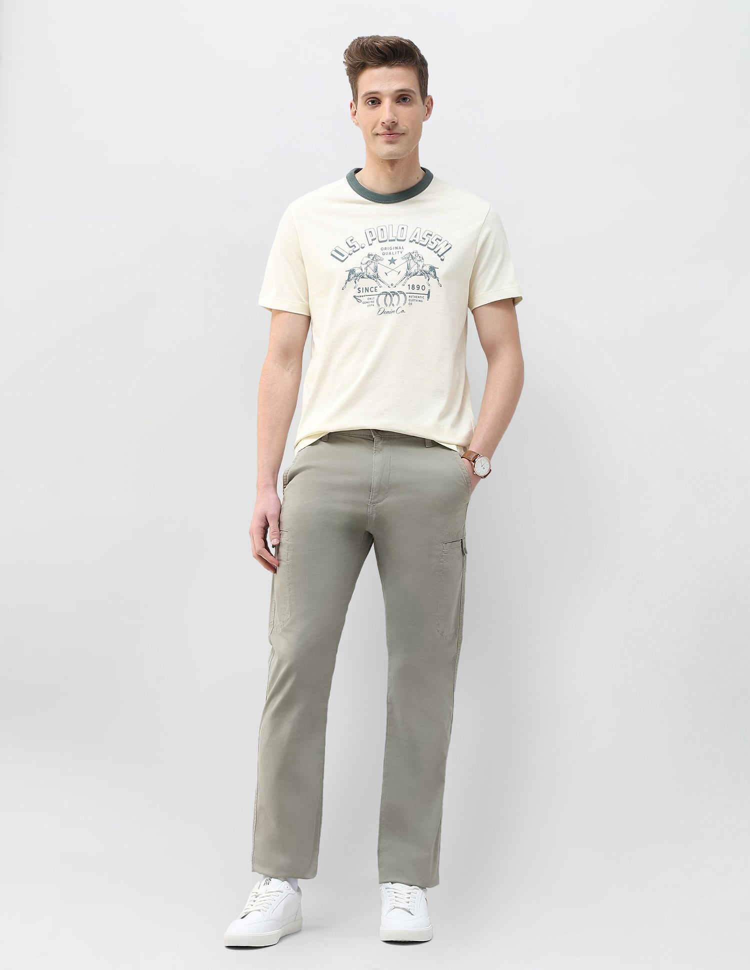 Graphic Brand Printed Motel On The Coast T-Shirt Ivory - U.S. Polo Assn. India | Large