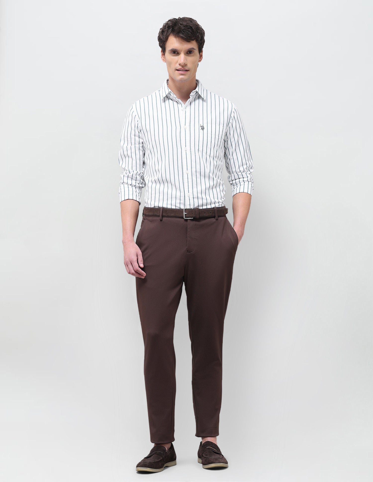 Vertical Striped Tailored Fit Shirt White - U.S. Polo Assn. India | Large