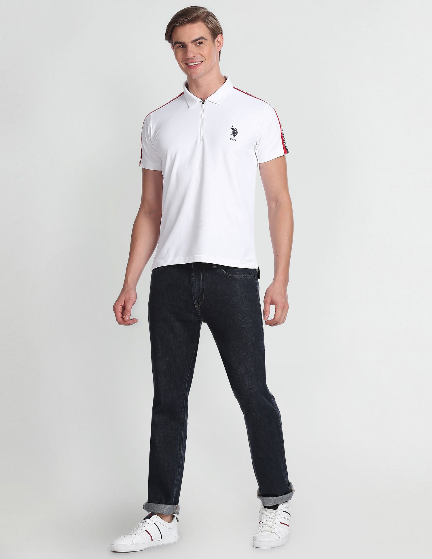 Solid Slim Fit Polo Shirt White - U.S. Polo Assn. India | Large